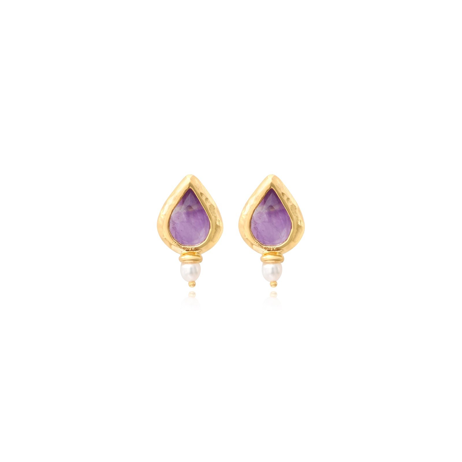 Stud earrings with pierced stems, gold-plated SATELLITE PARIS Purple