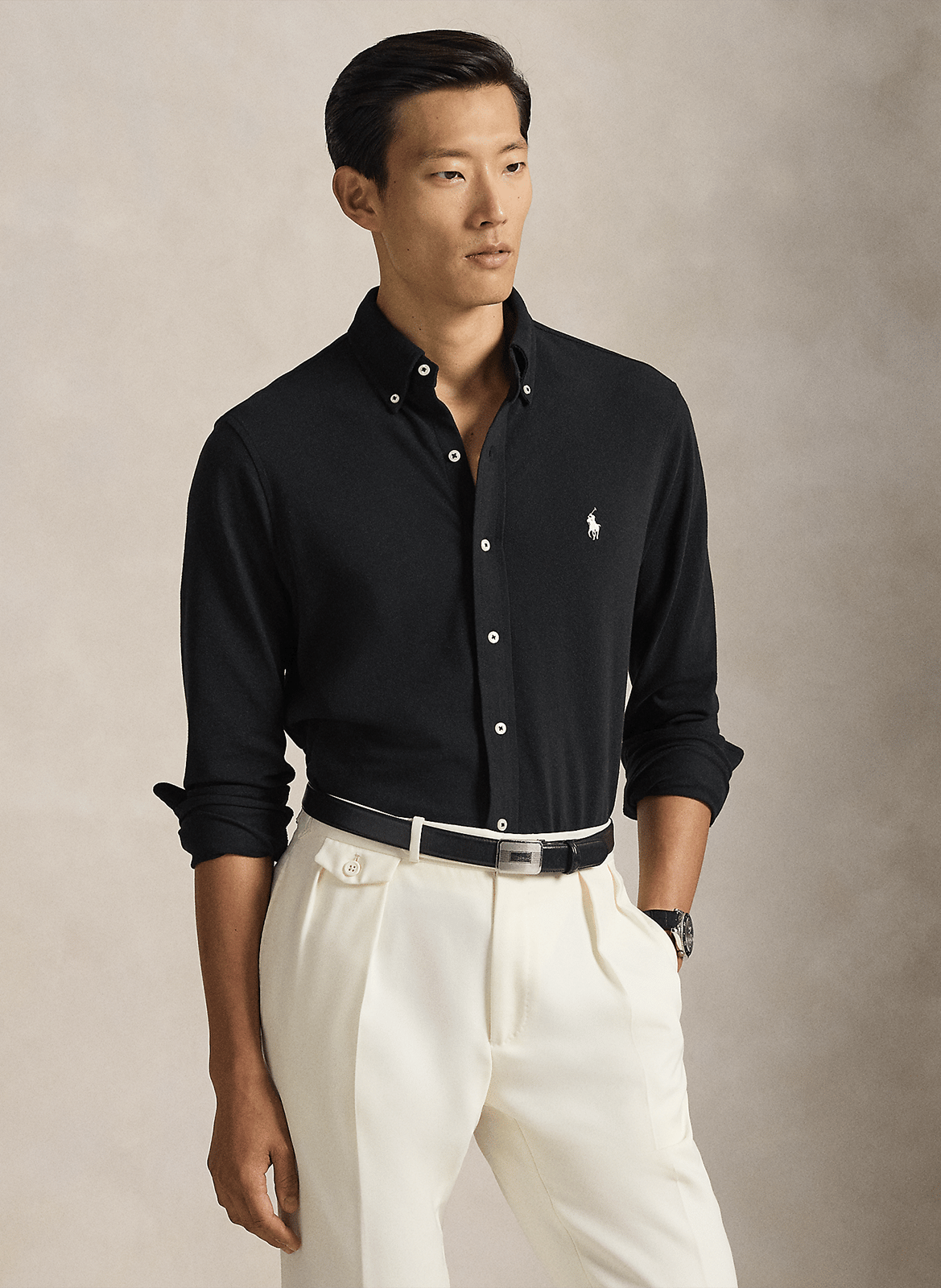 Chemise col américain ajustée en maille POLO RALPH LAUREN