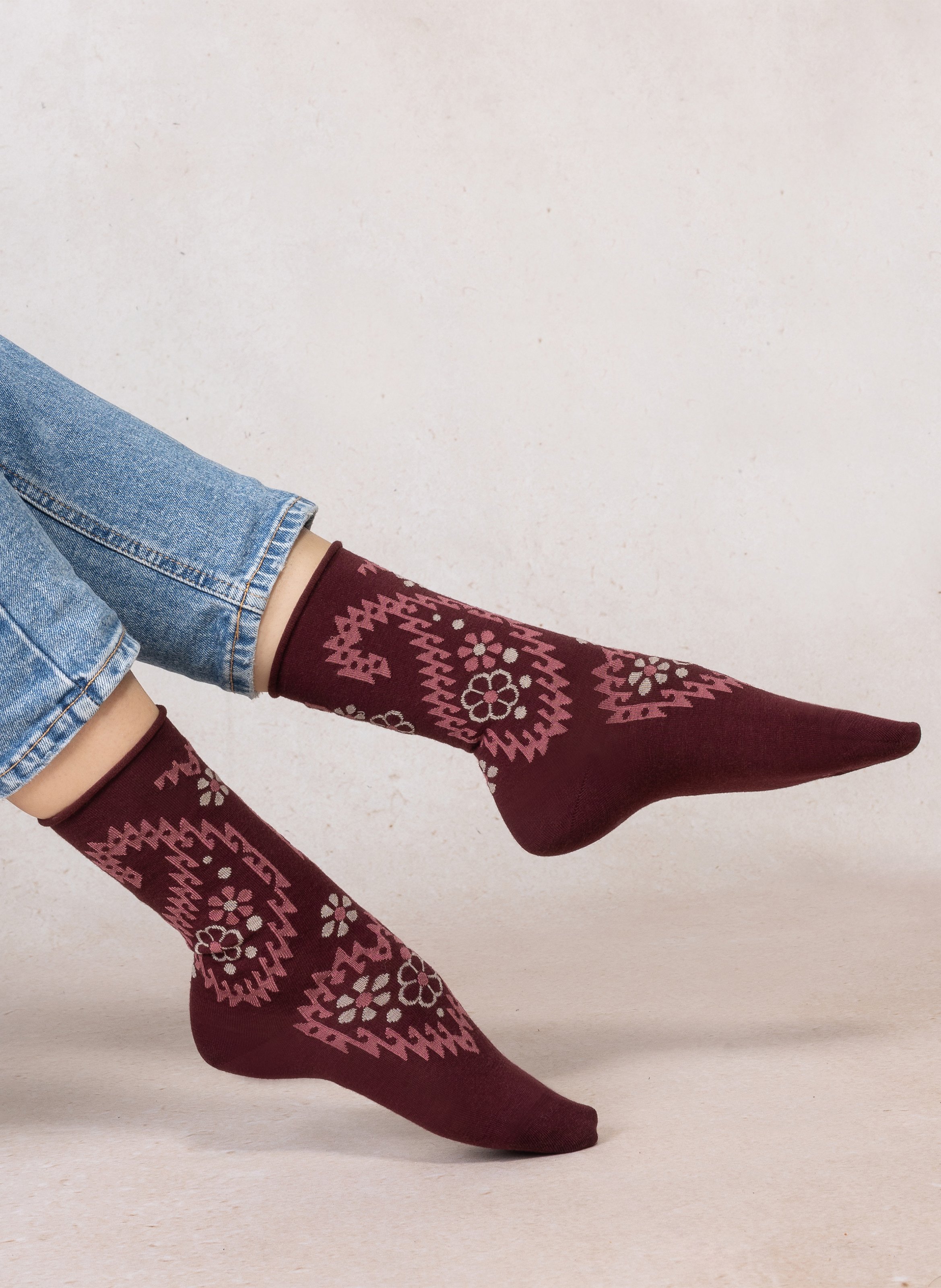 Socken mit gemustertem Wollmix BLEUFORET Rot