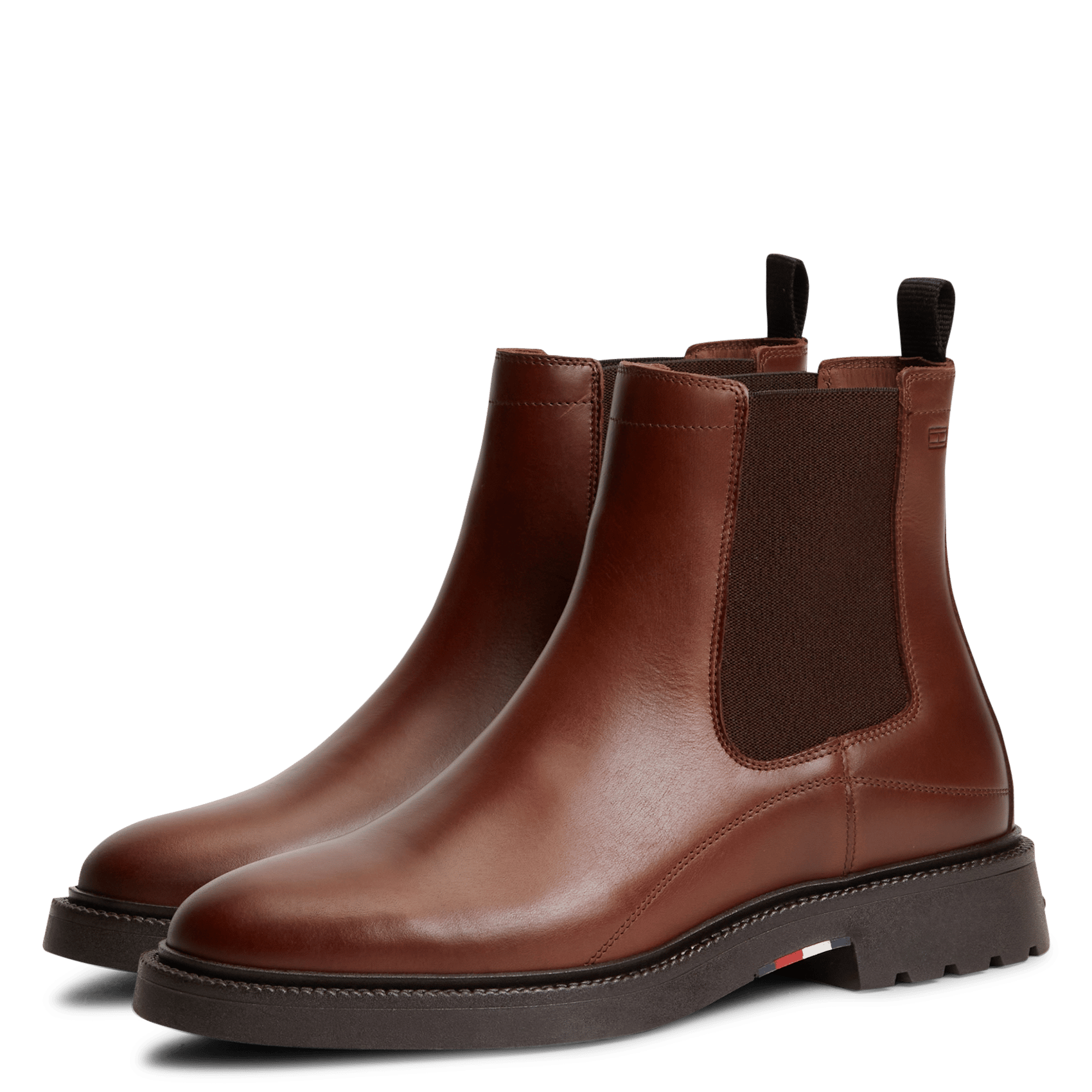 Bottines Chelsea crantées en cuir TOMMY HILFIGER Marron