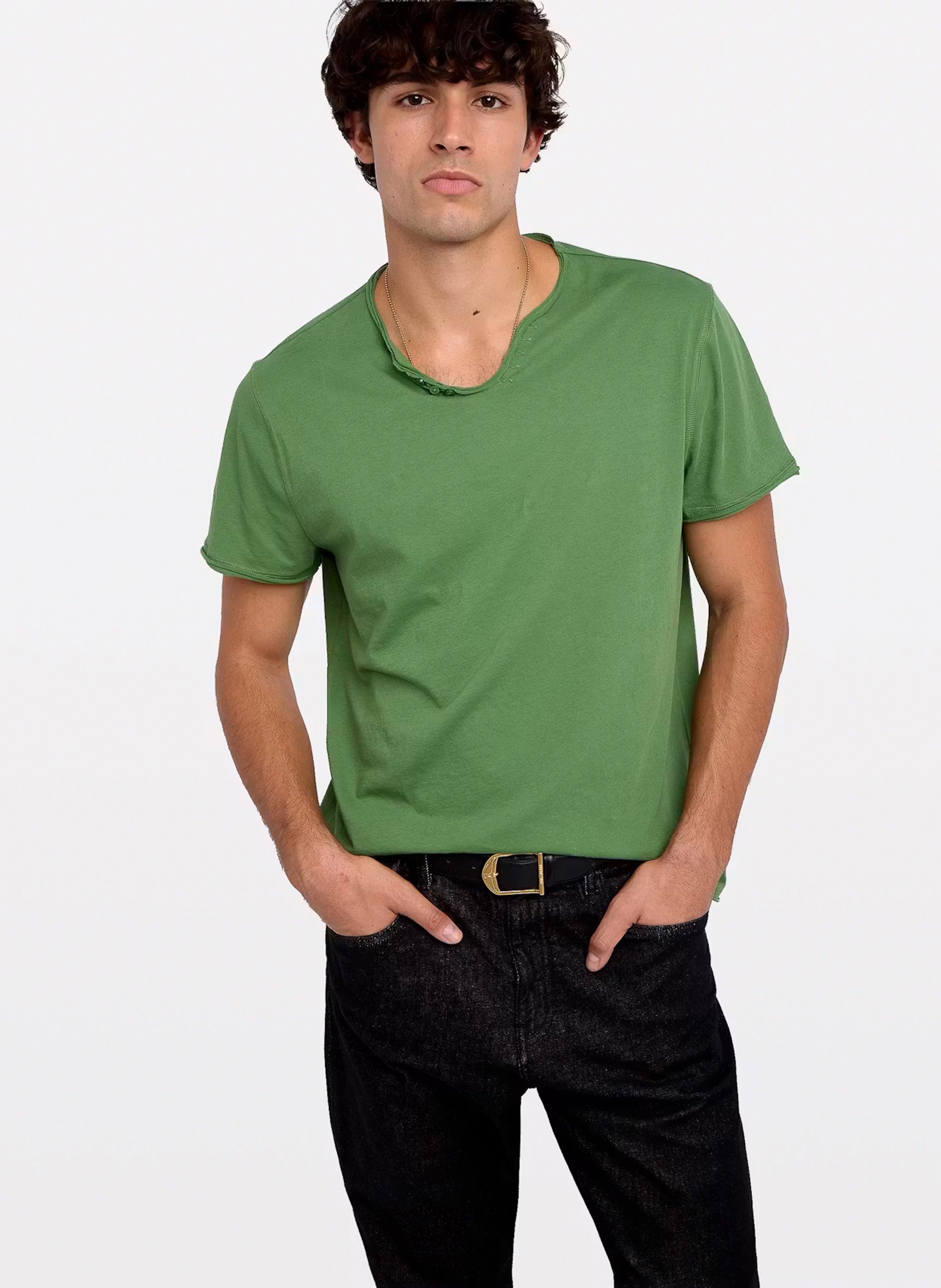 Camiseta de algodón con cuello tunecino ZADIG&VOLTAIRE Verde