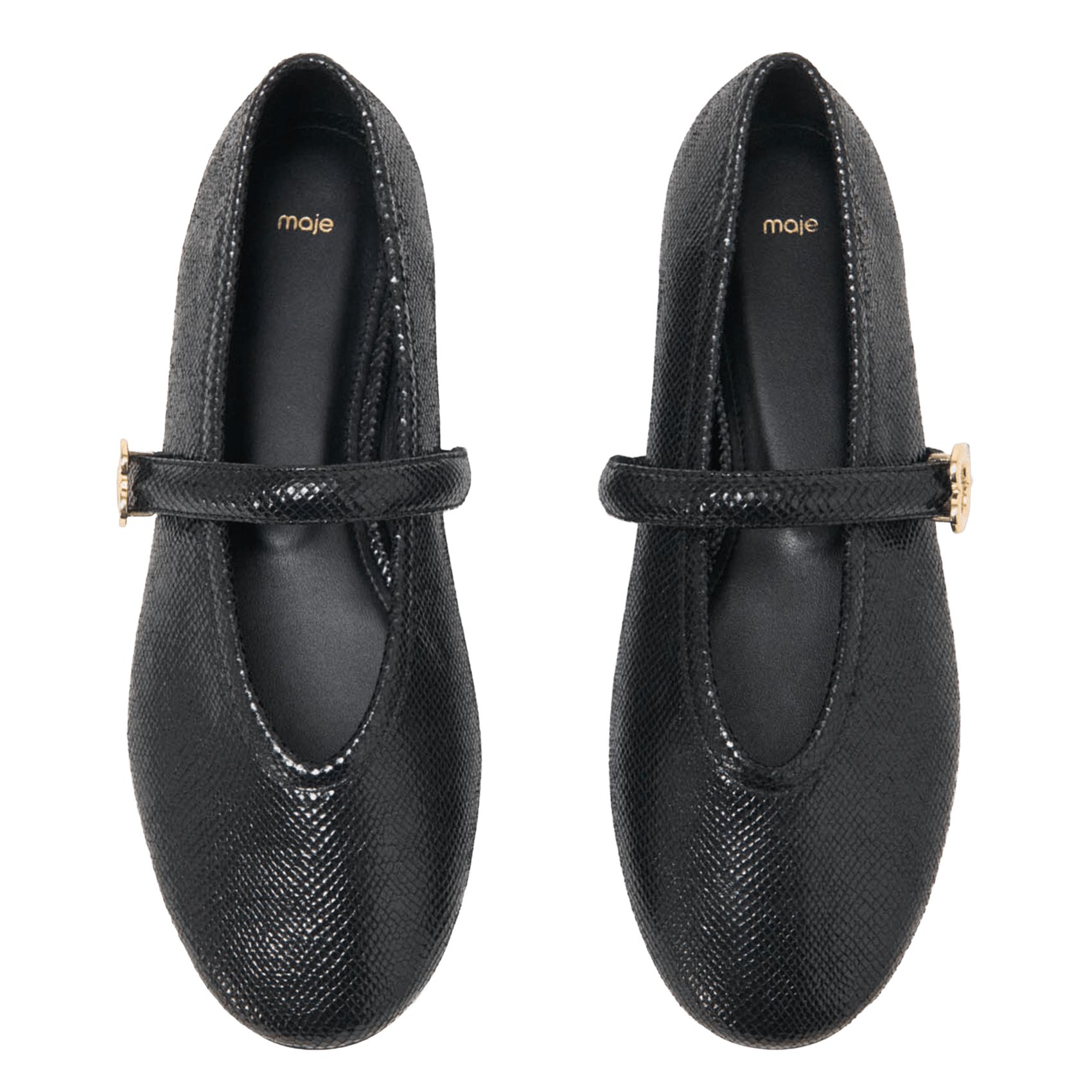 Leather ballet pumps with strap MAJE Black