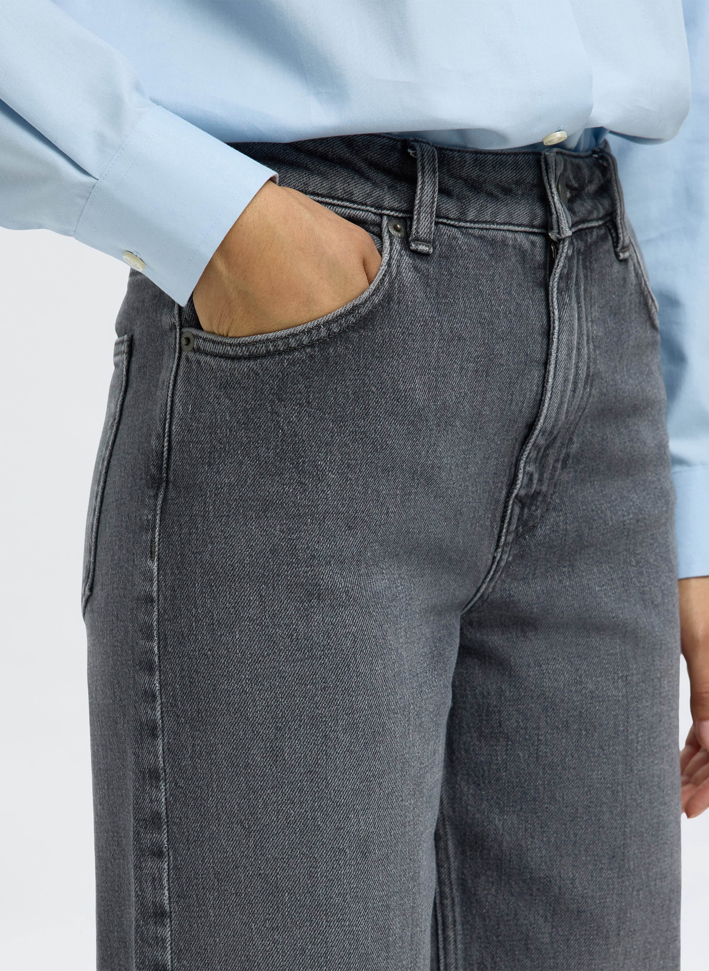 Ausgewaschene Bootcut-Jeans SELECTED Grau