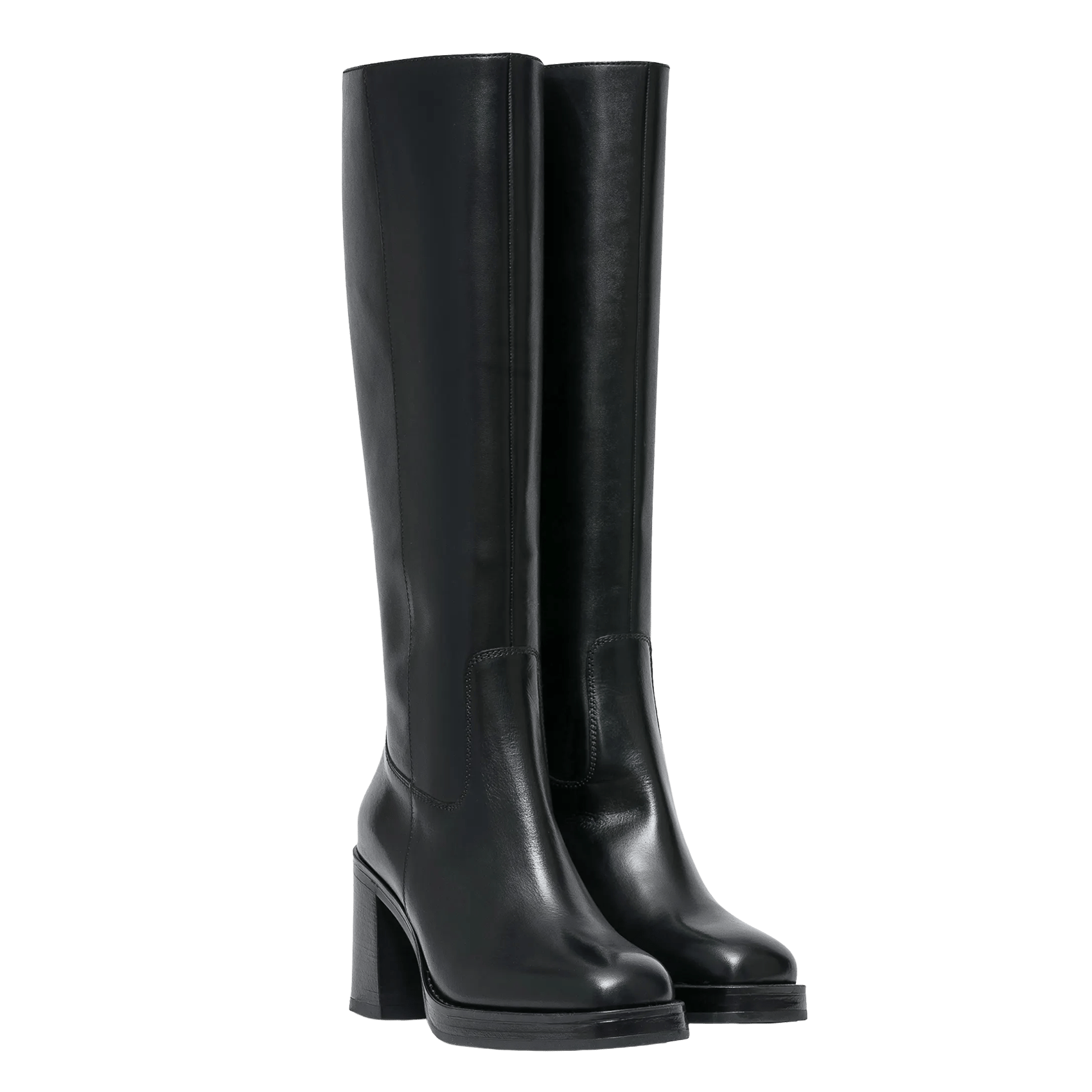 High-top heeled leather boots BOCAGE Black