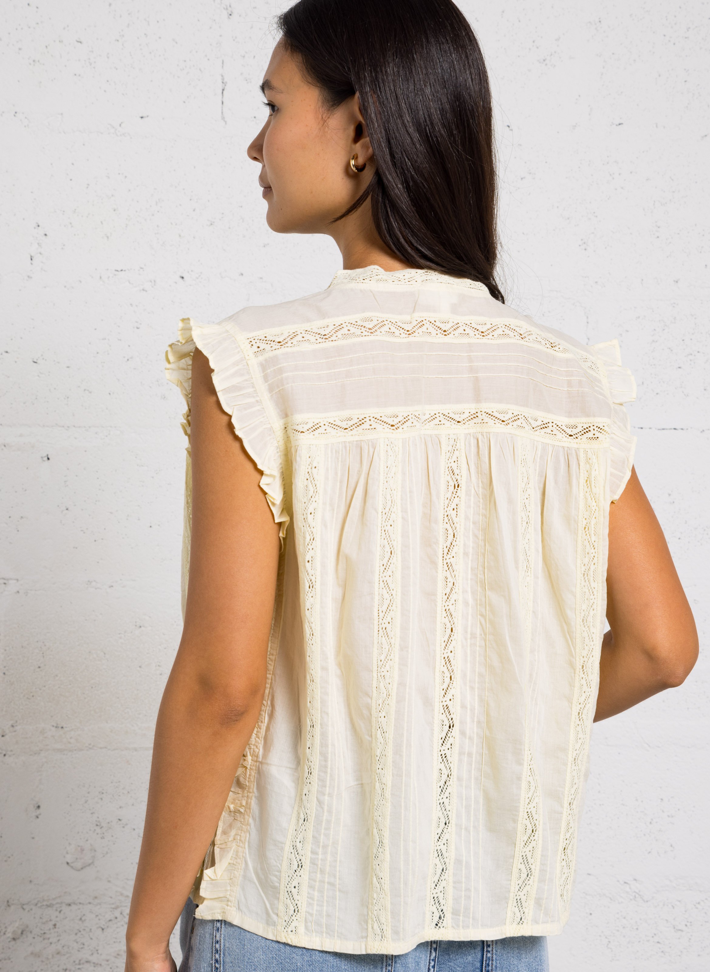 V-neck cotton top MAISON 123 Beige