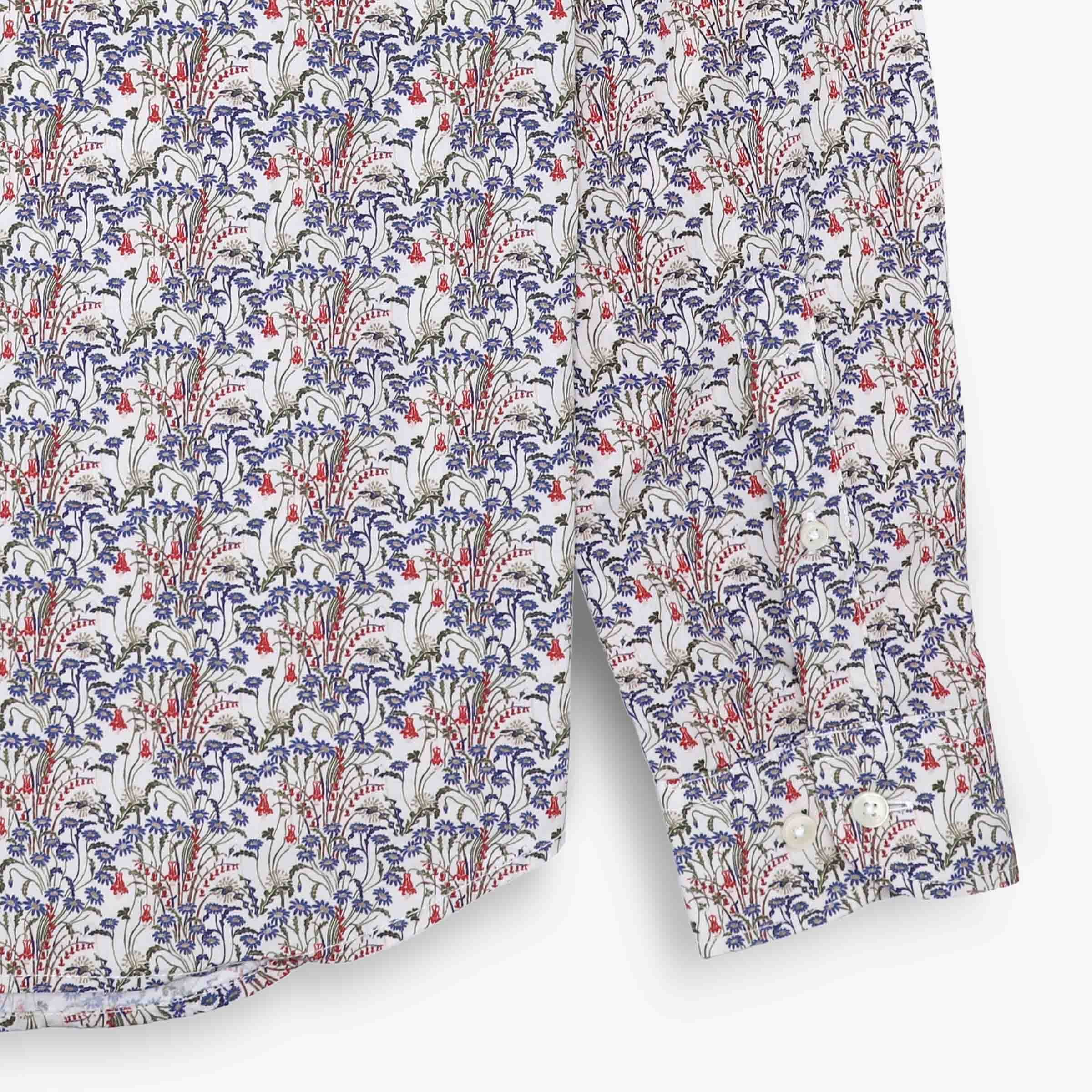 Chemise manches longues brodée en coton SERGE BLANCO Bleu