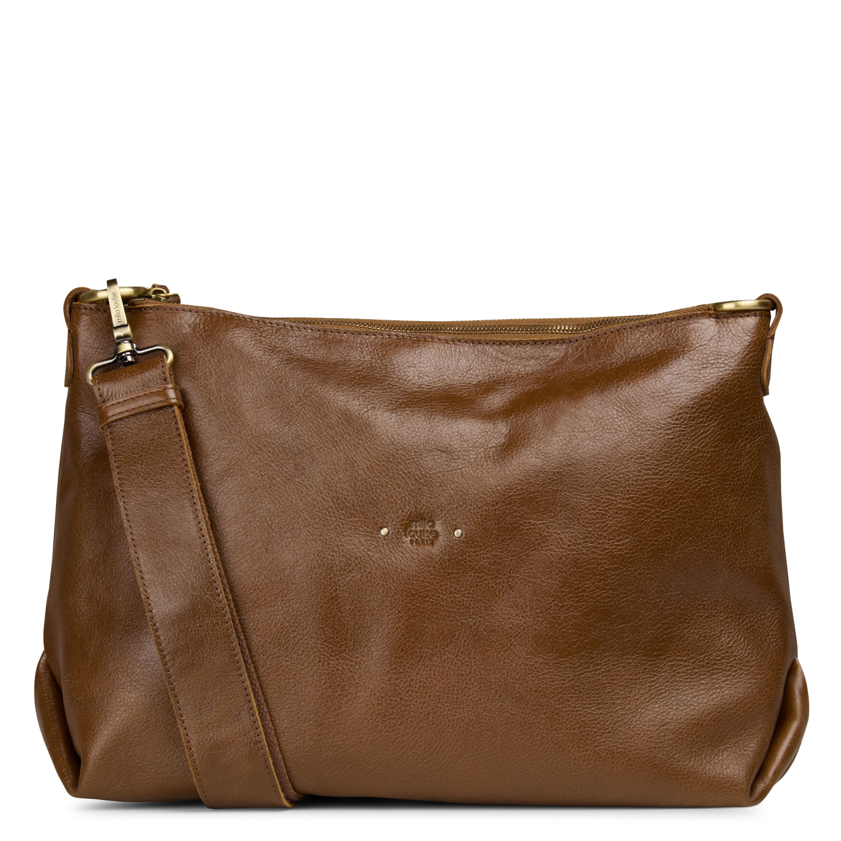Schultertasche aus Leder MILA LOUISE Beige