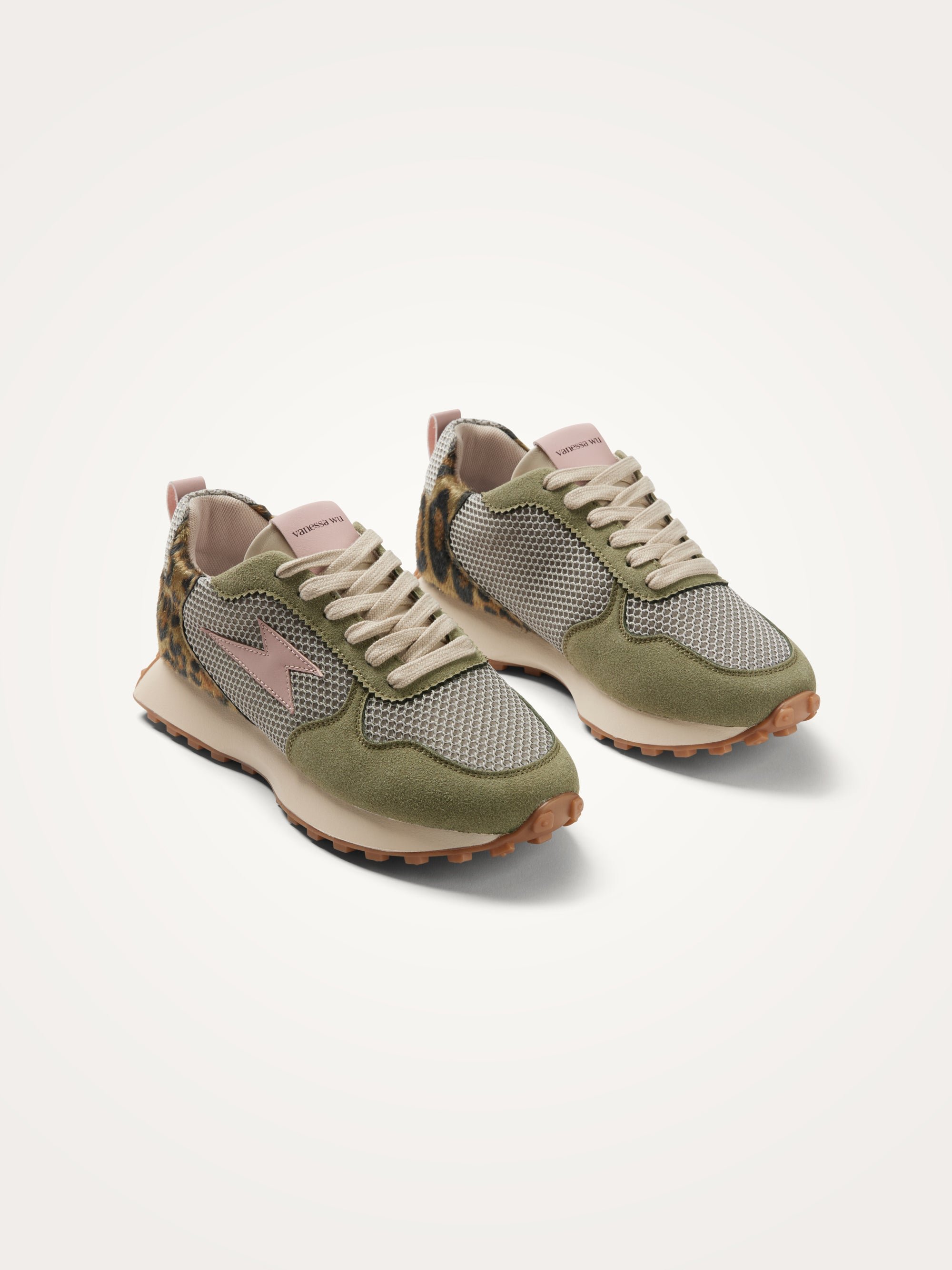 Lightning bolt running sole sneakers VANESSA WU Khaki