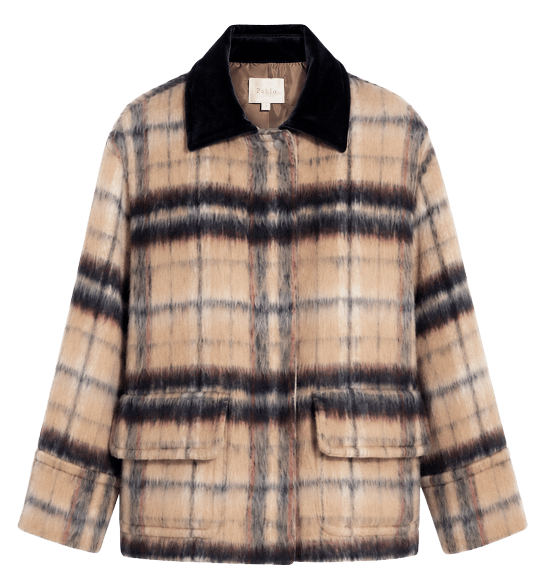 Manteau court à carreaux PABLO Beige