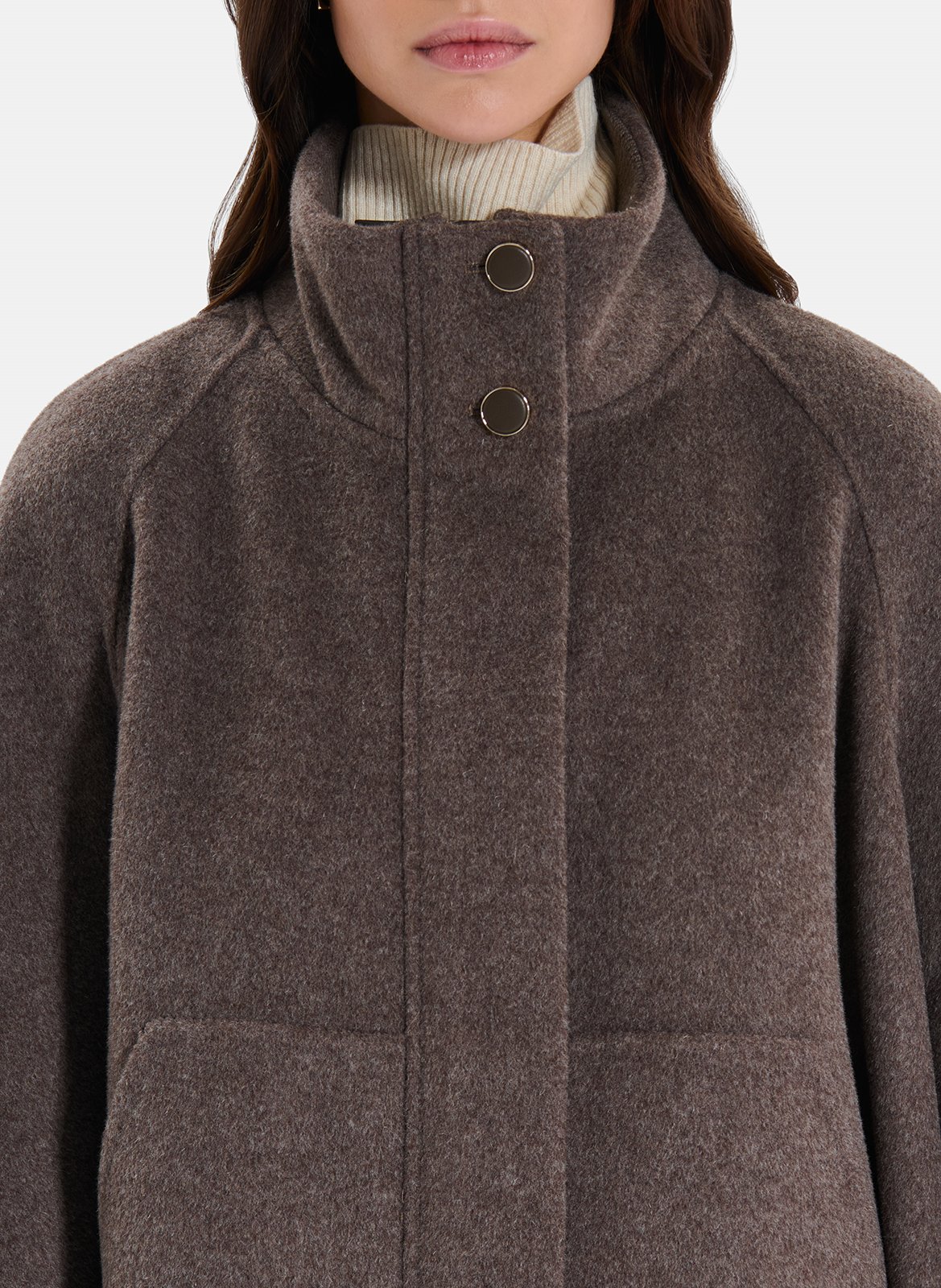 Manteau ample col montant en laine mélangée ZAPA Marron
