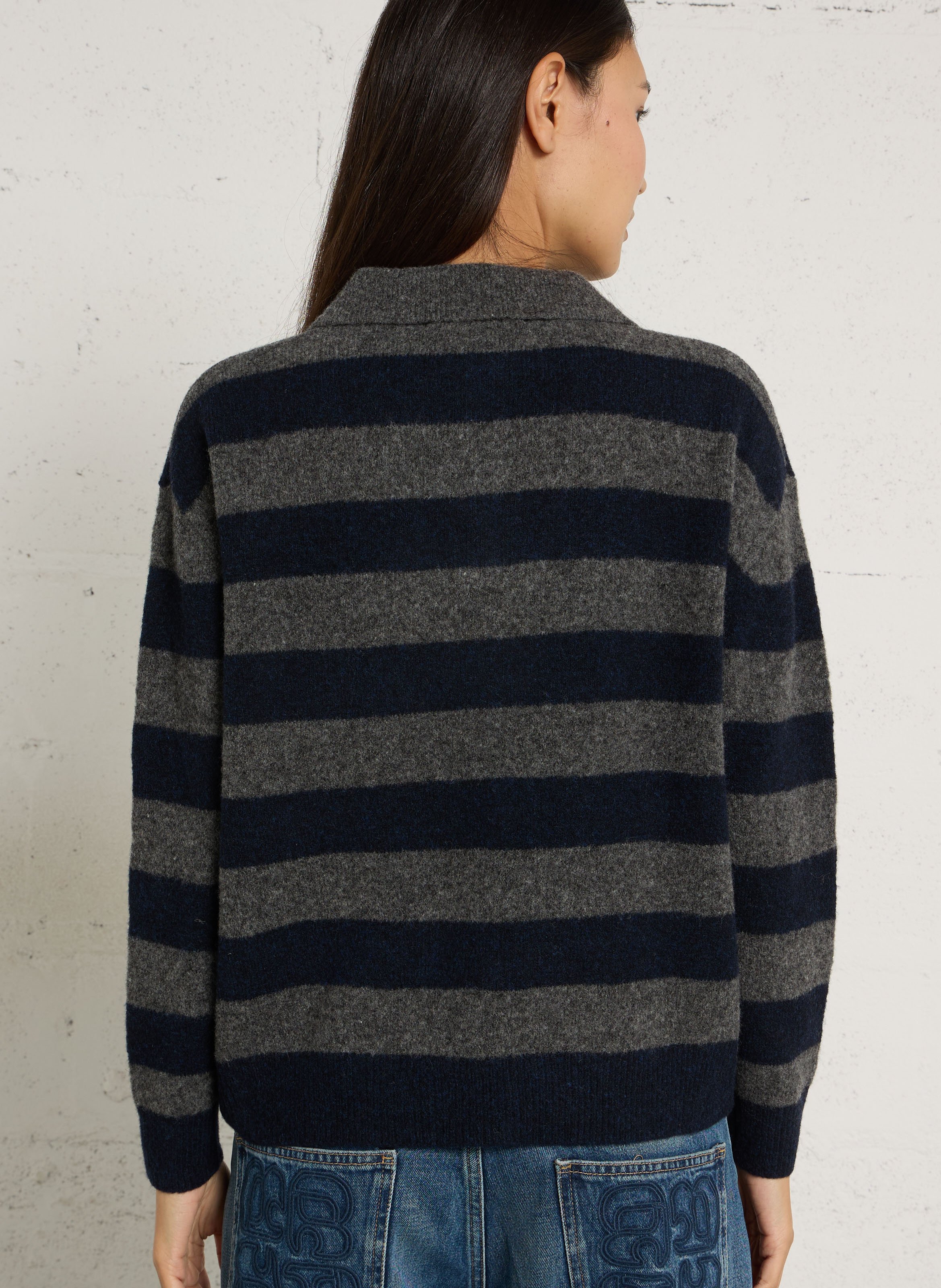 Pull ample à rayures en laine mélangée NICE THINGS Bleu
