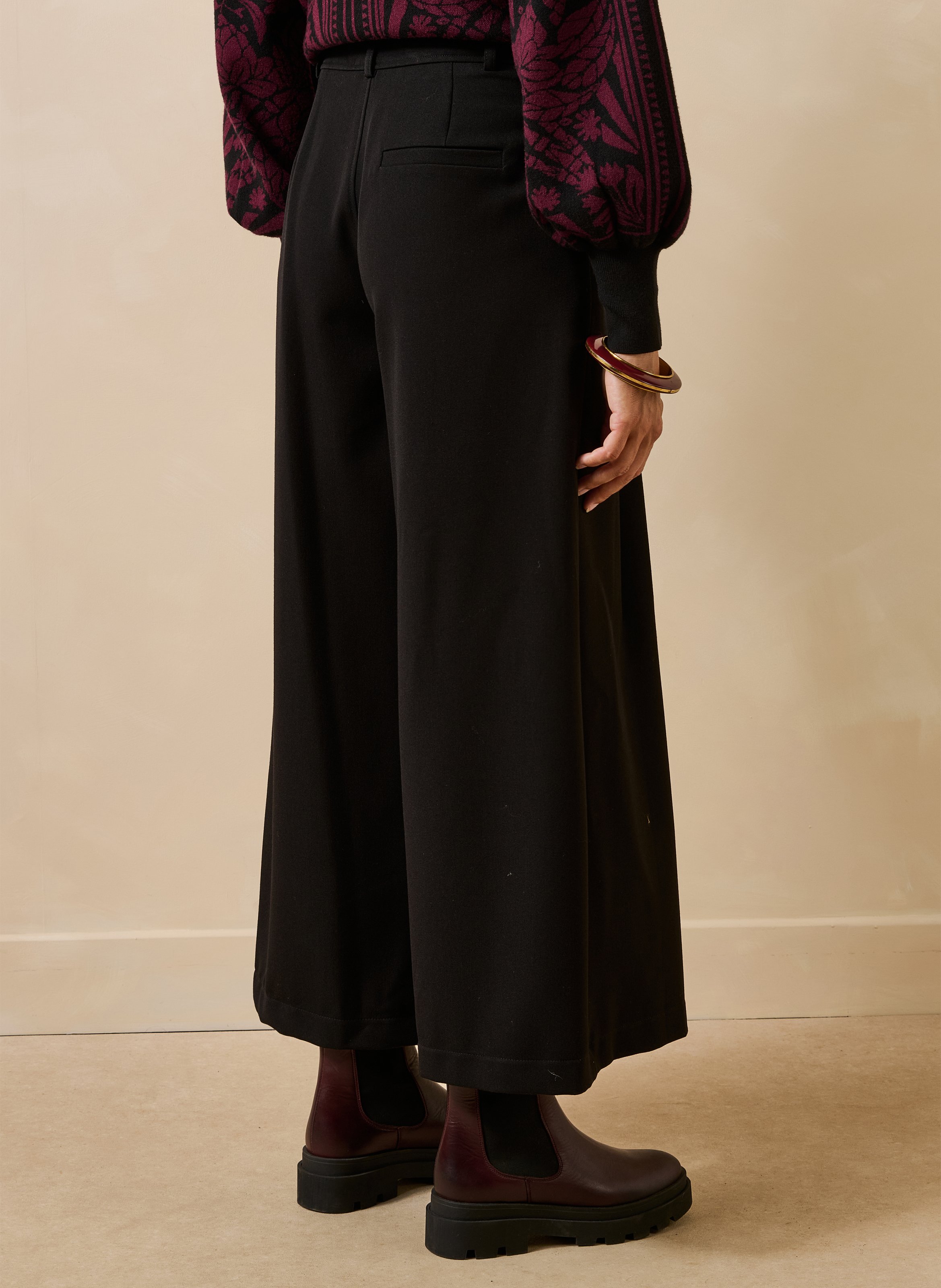 Wide cropped pleated pants LA FEE MARABOUTEE Black