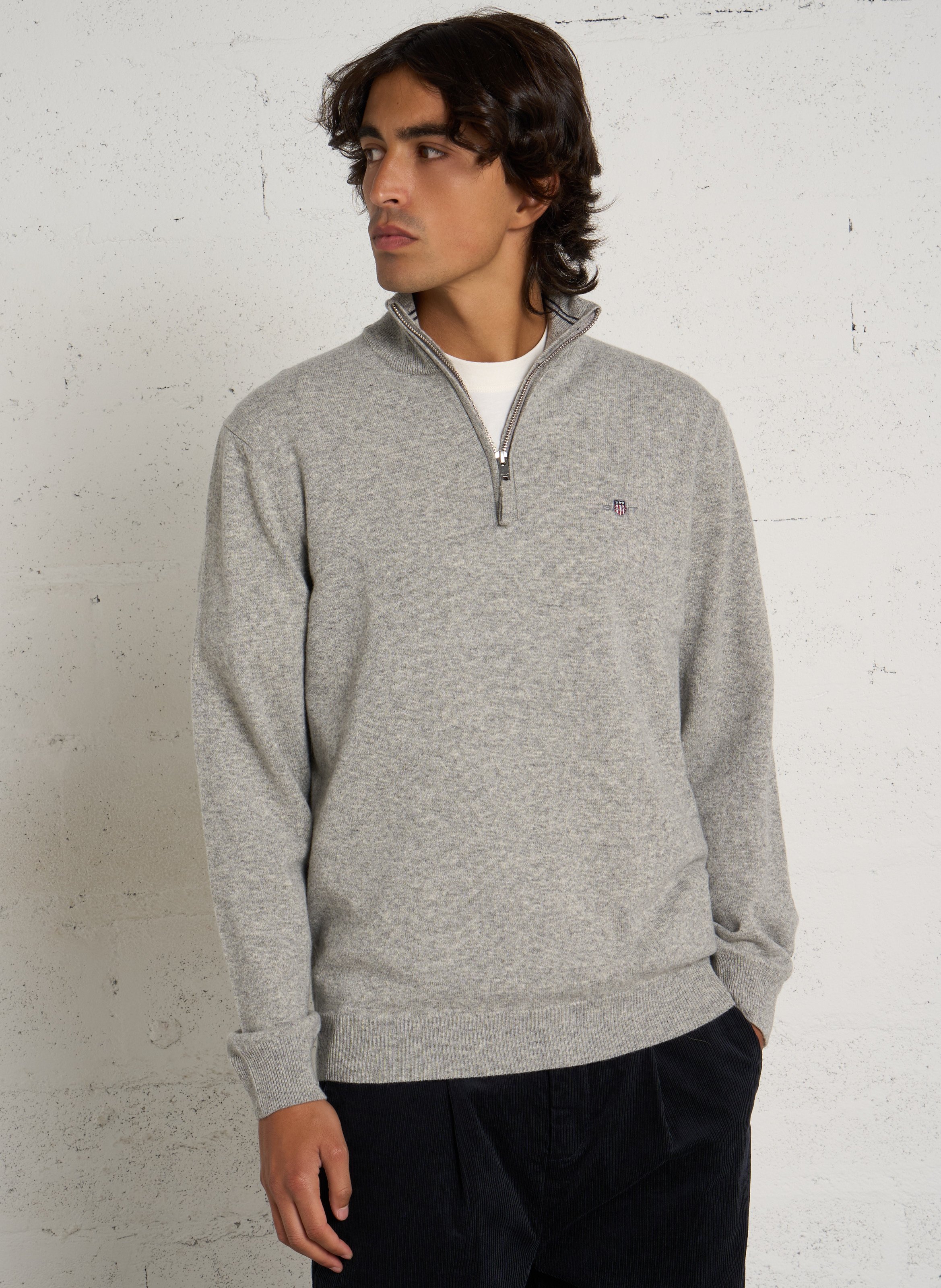 Wollpullover mit Polokragen GANT Grau