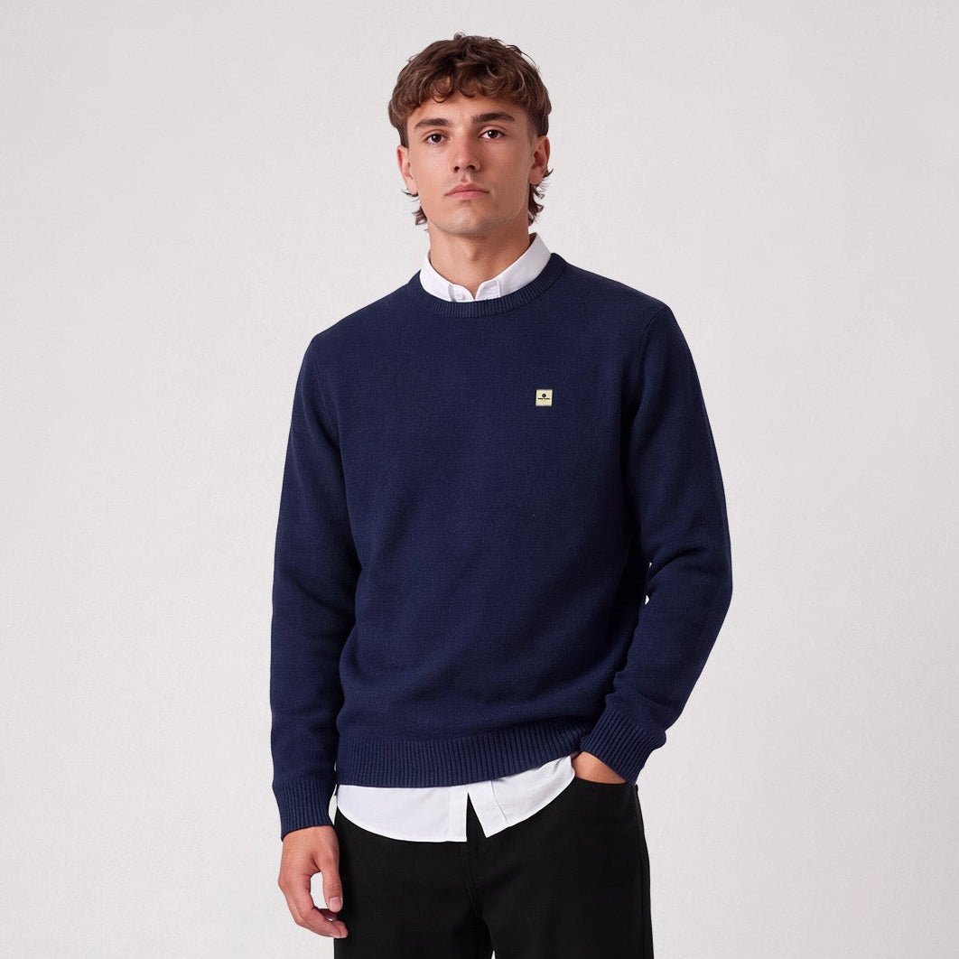 MADANI indigo blue crew-neck wool sweater SBPLAY SERGE BLANCO Blue