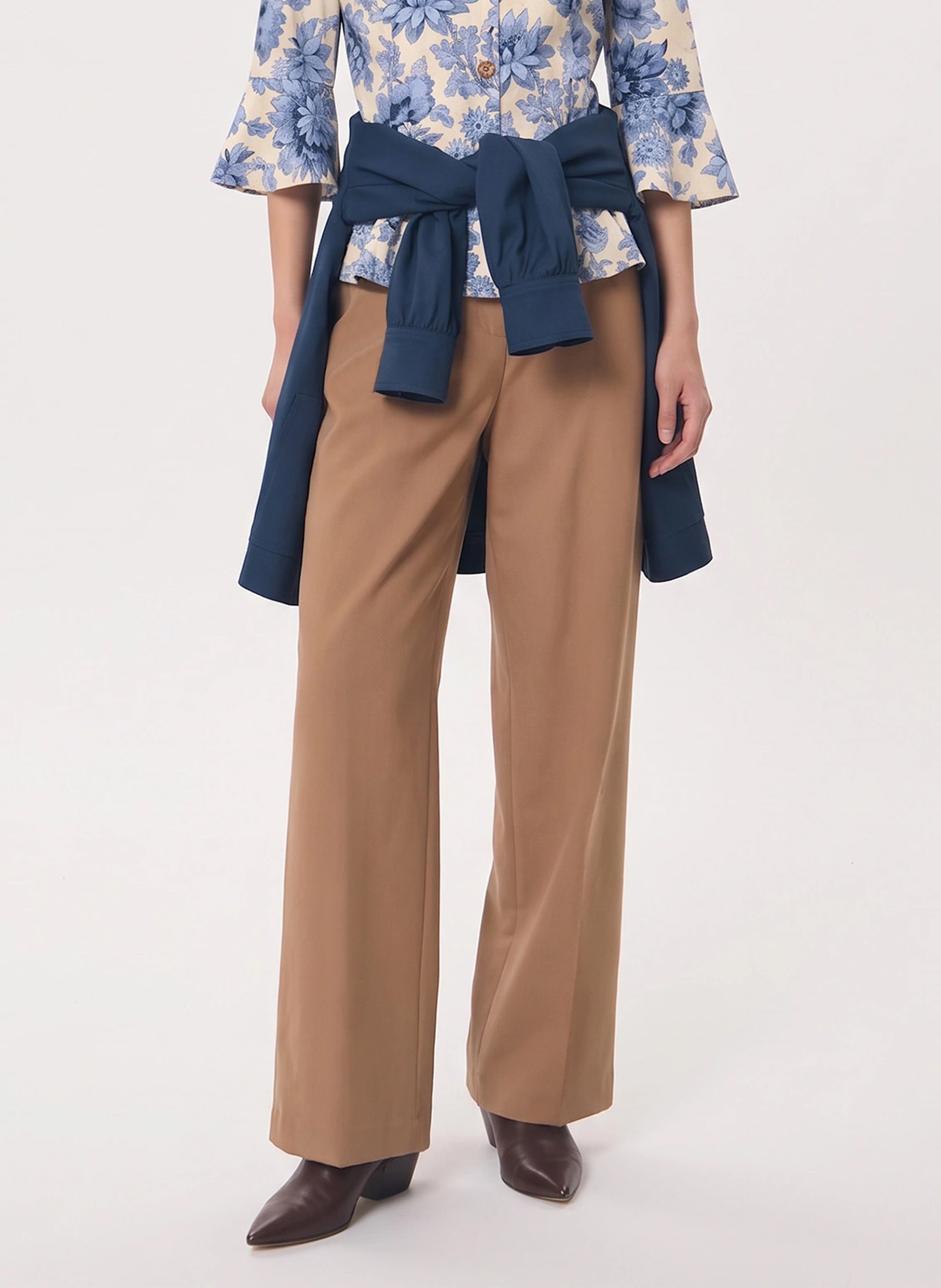 Pantalon droit en coton mélangé TARA JARMON Marron