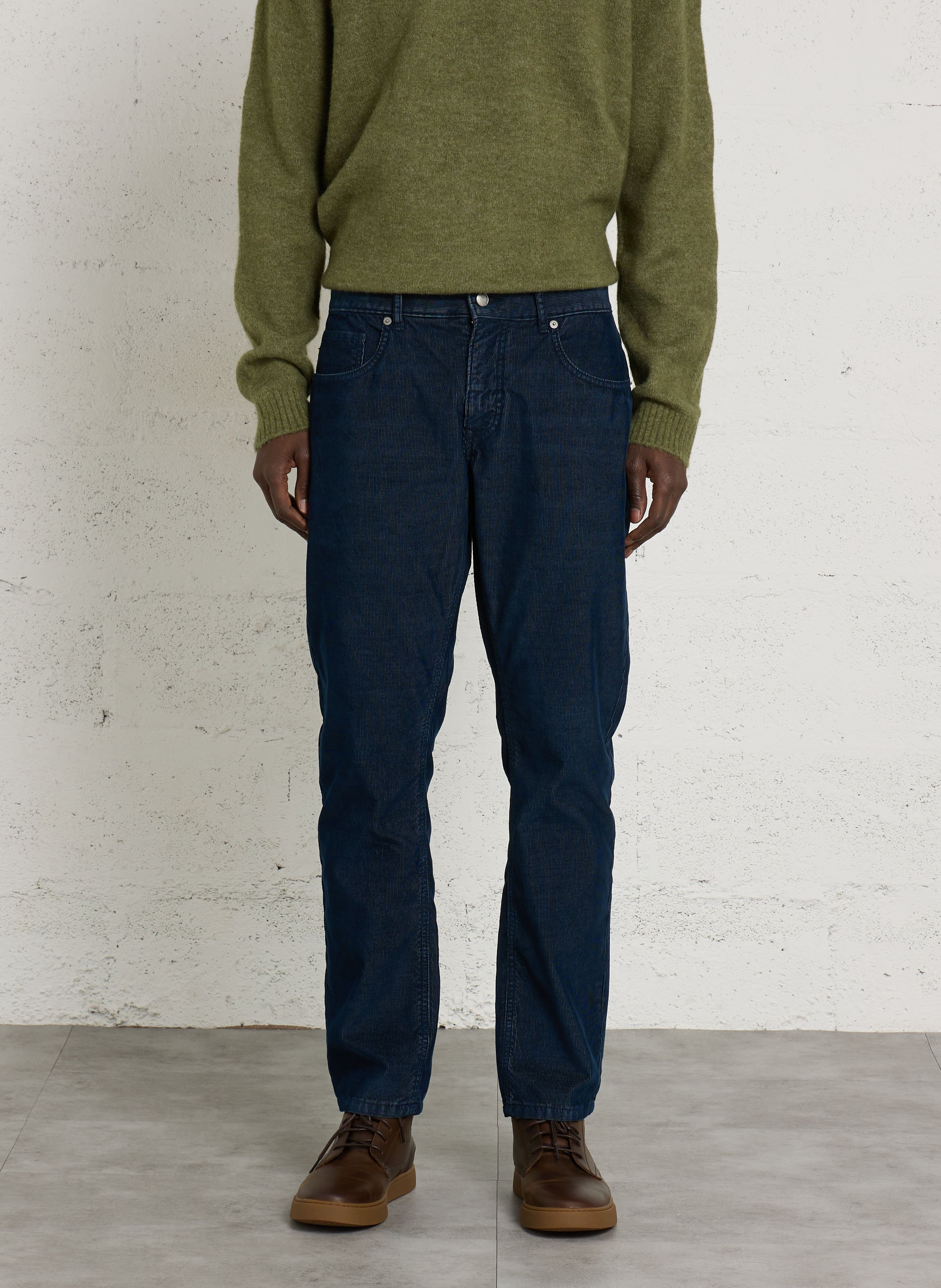 Straight-leg velvet cotton pants PEPE JEANS Blue