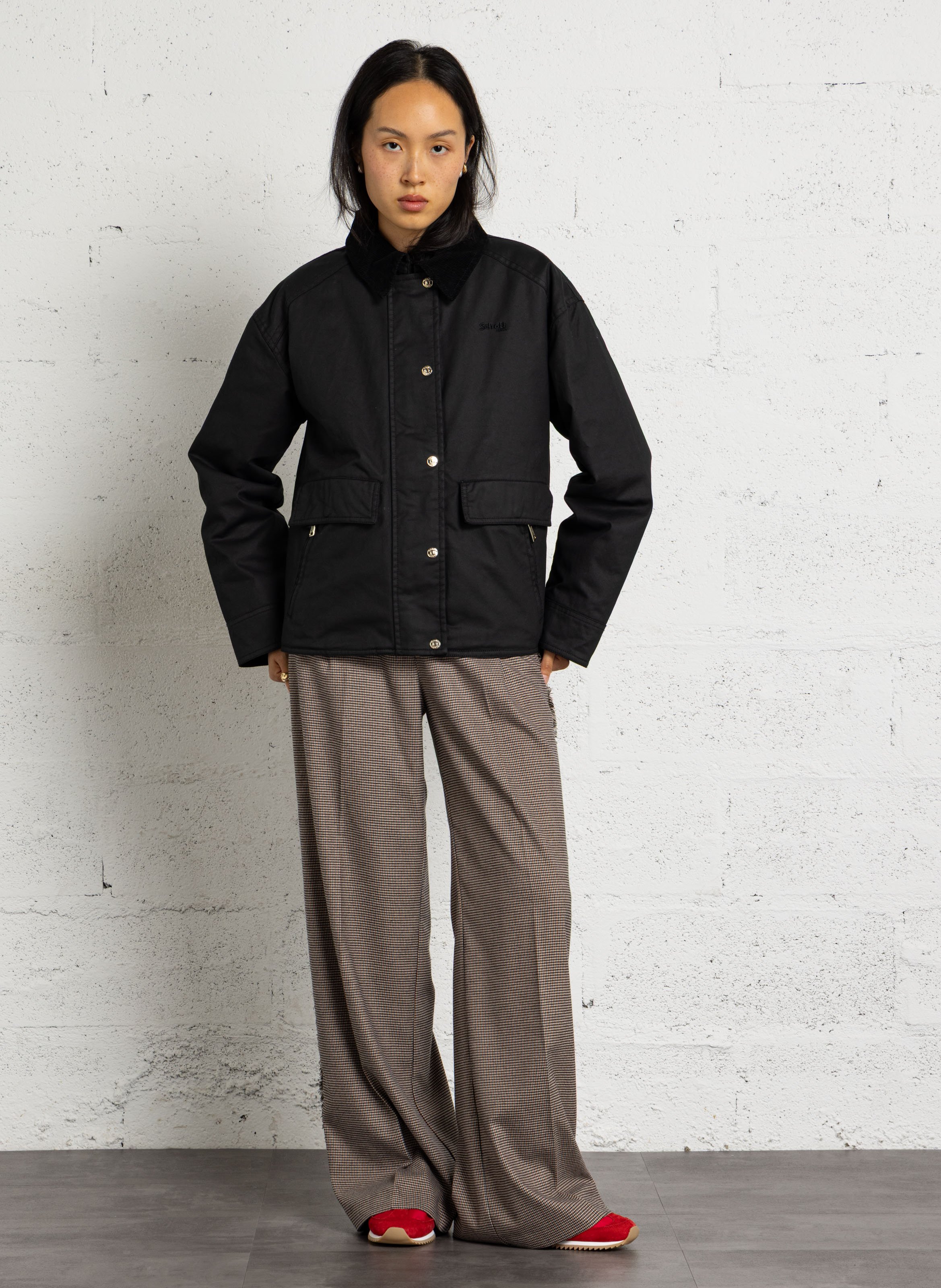 Baumwollblouson mit klassischem Kragen SCHOTT Schwarz