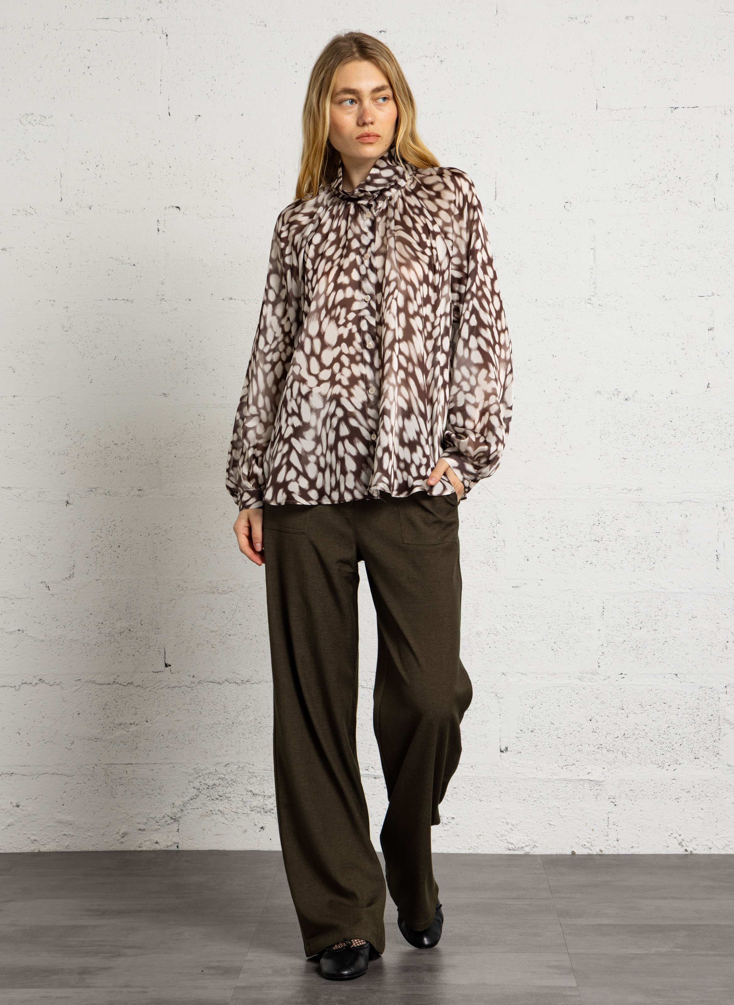 Wijde blouse met print IMPERIAL Bruin