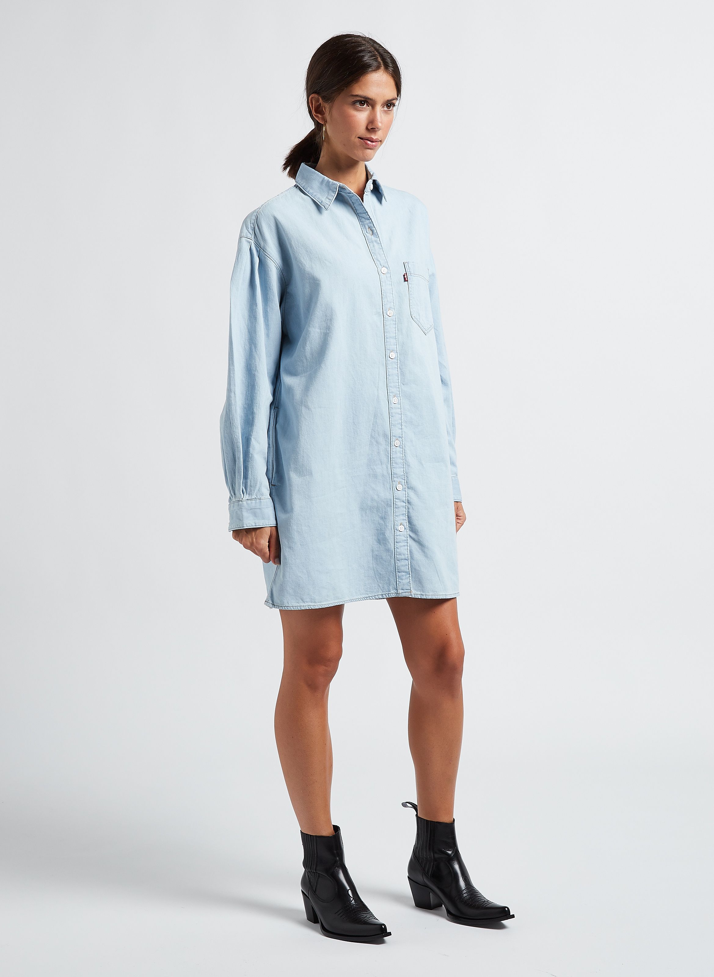 Fitted denim cheap shirt dress