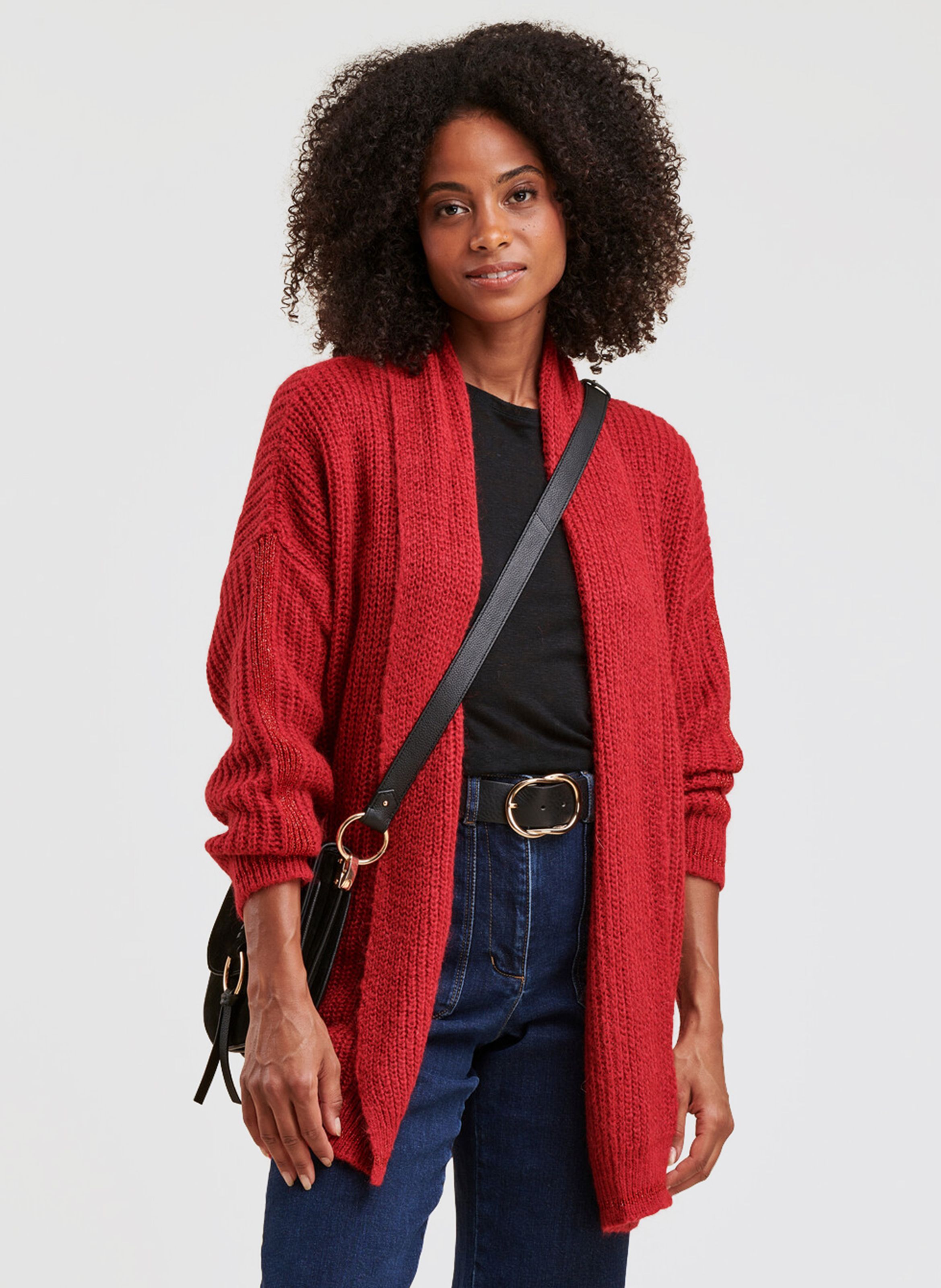 Gilet Ample En Maille Rouge La Fee Maraboutee Femme Place des