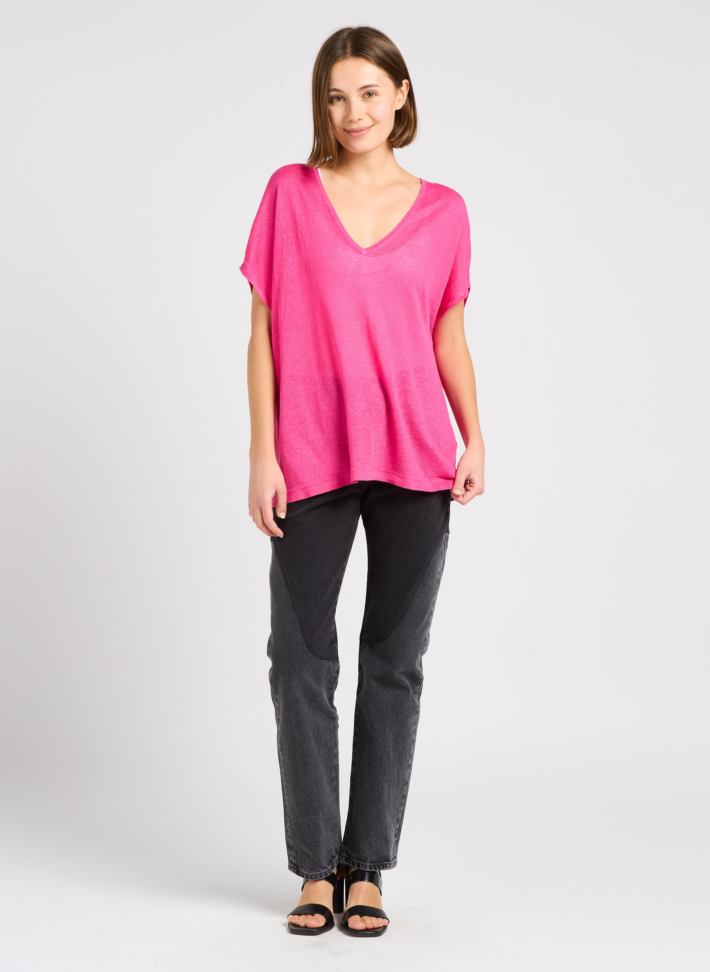 Rechte, katoenen jeans met hoge taille - Look 3