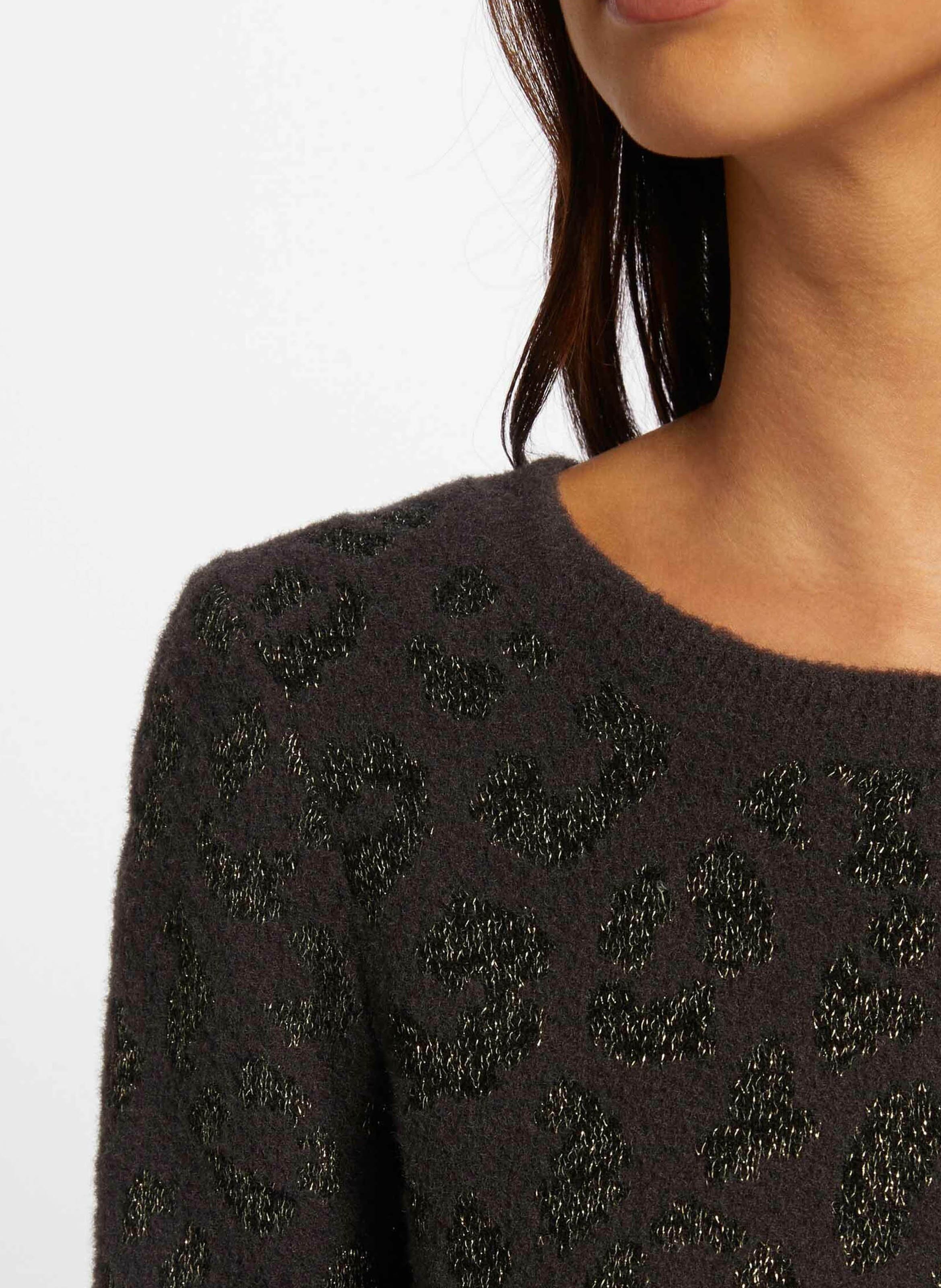 Metallic Leopard Print Sweater MORGAN Grey