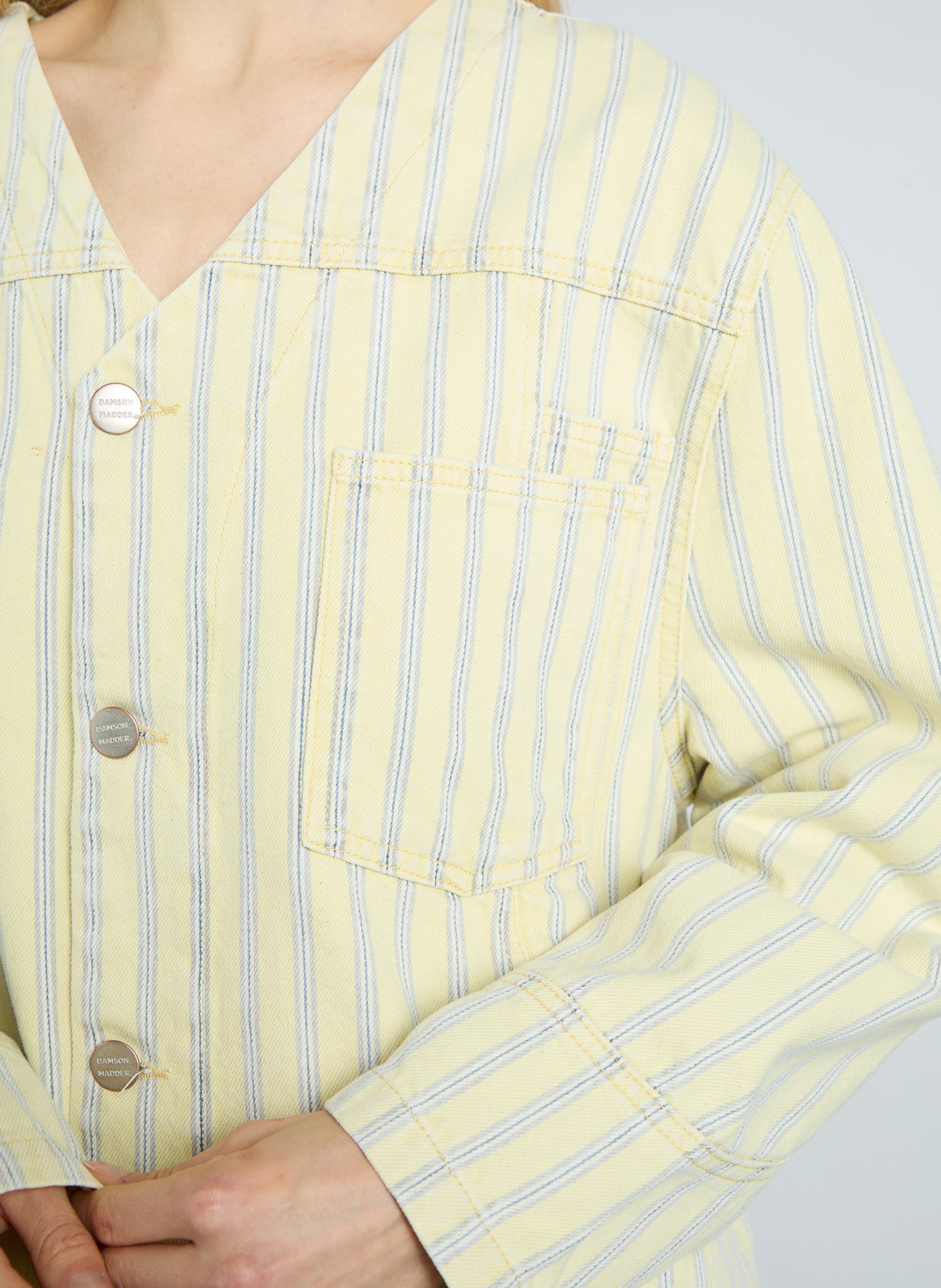 Buttoned V-neck striped jacket DAMSON MADDER Yellow