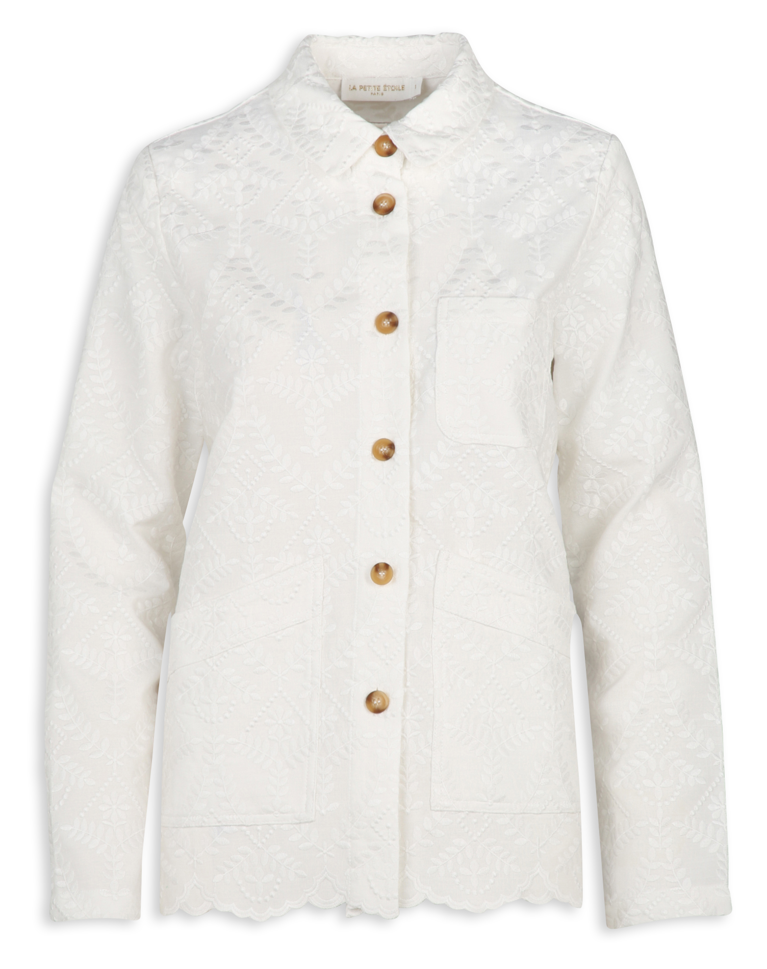 Veste col classique droite en jacquard imprimé LA PETITE ETOILE Beige