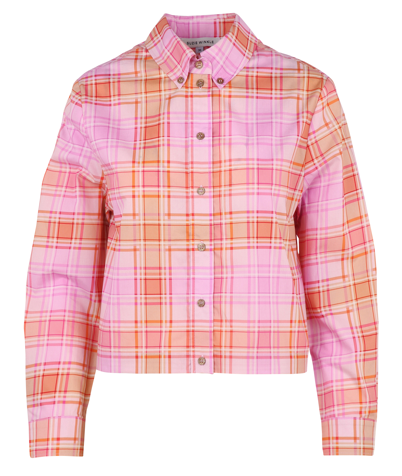 Rechte, katoenen blouse met print SUZIE WINKLE Roze