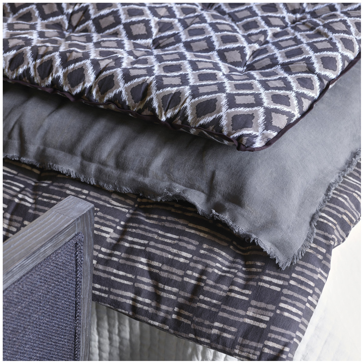 Futon léa lin - 180 x 80 cm - gris BLANC D'IVOIRE Gris