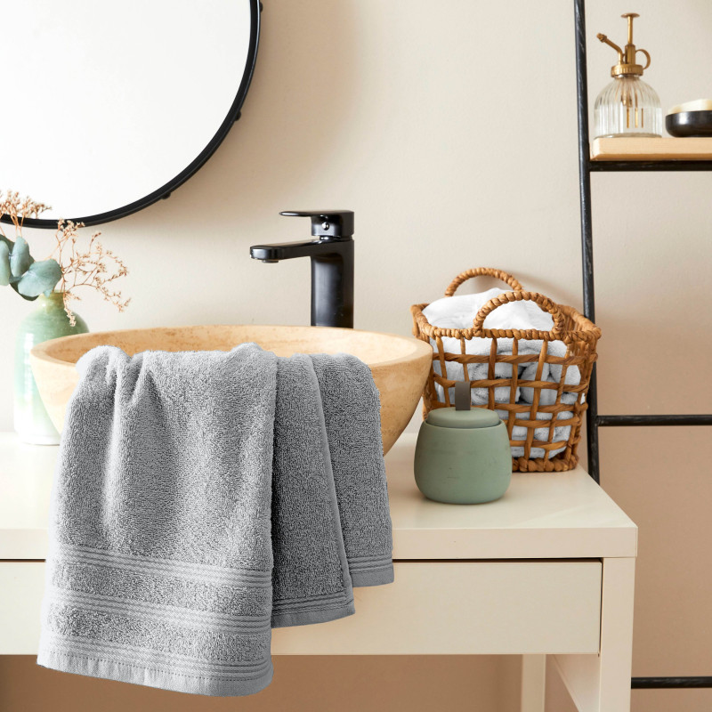 100% combed cotton hand towel COTON PUR Grey