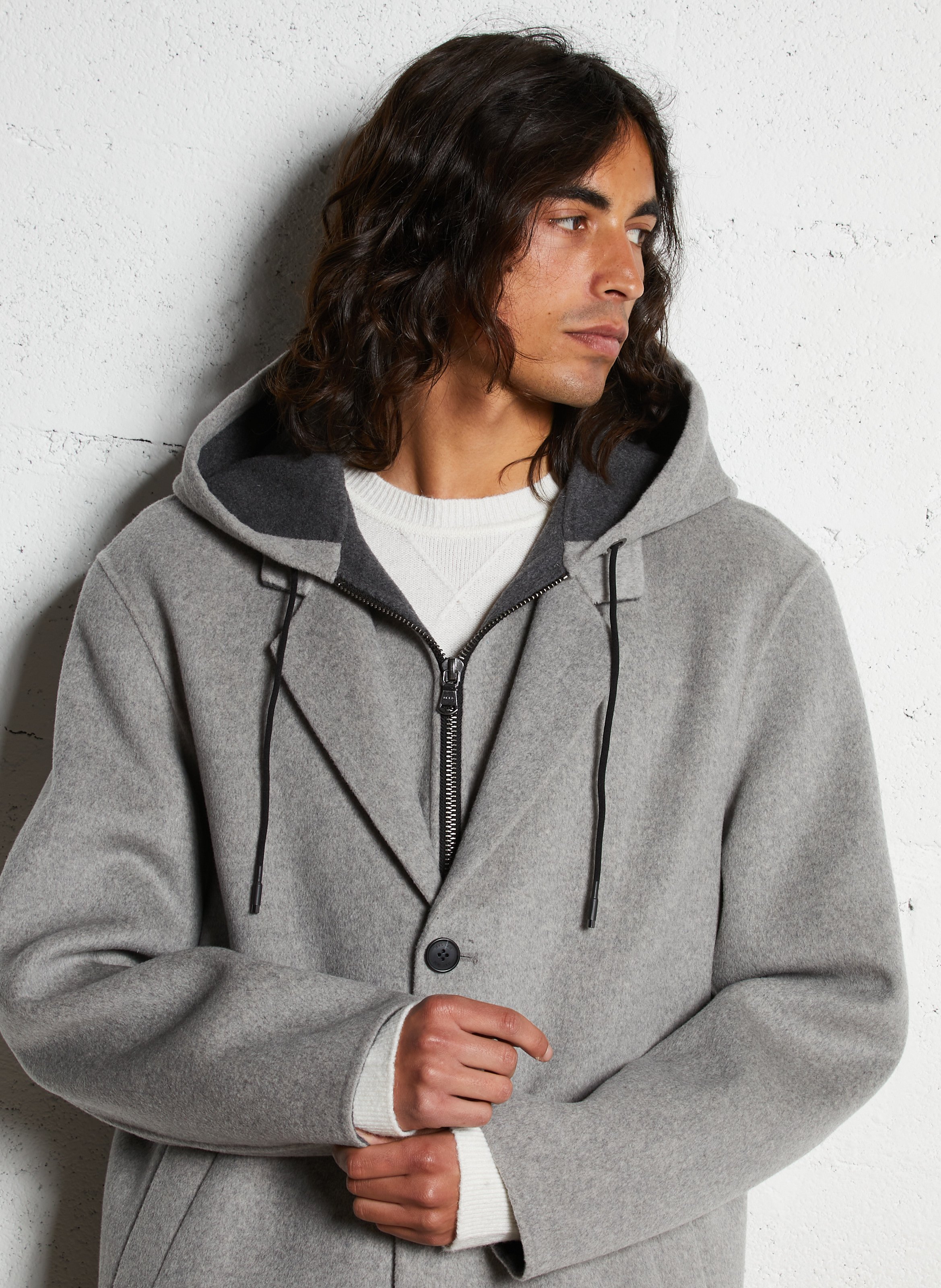 Straight wool mix jacket IKKS Grey