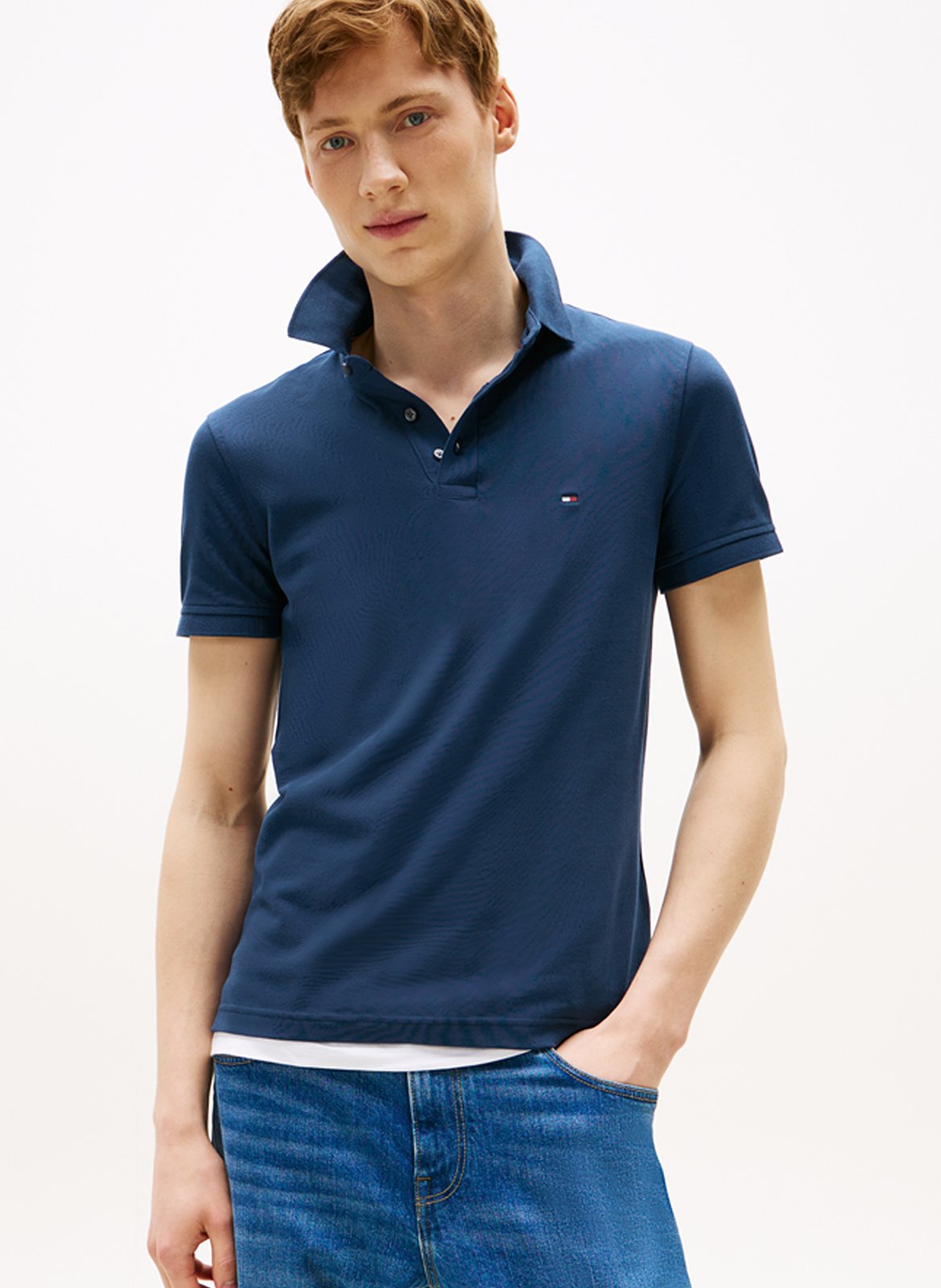 Polo slim-fit en coton bio TOMMY HILFIGER Bleu