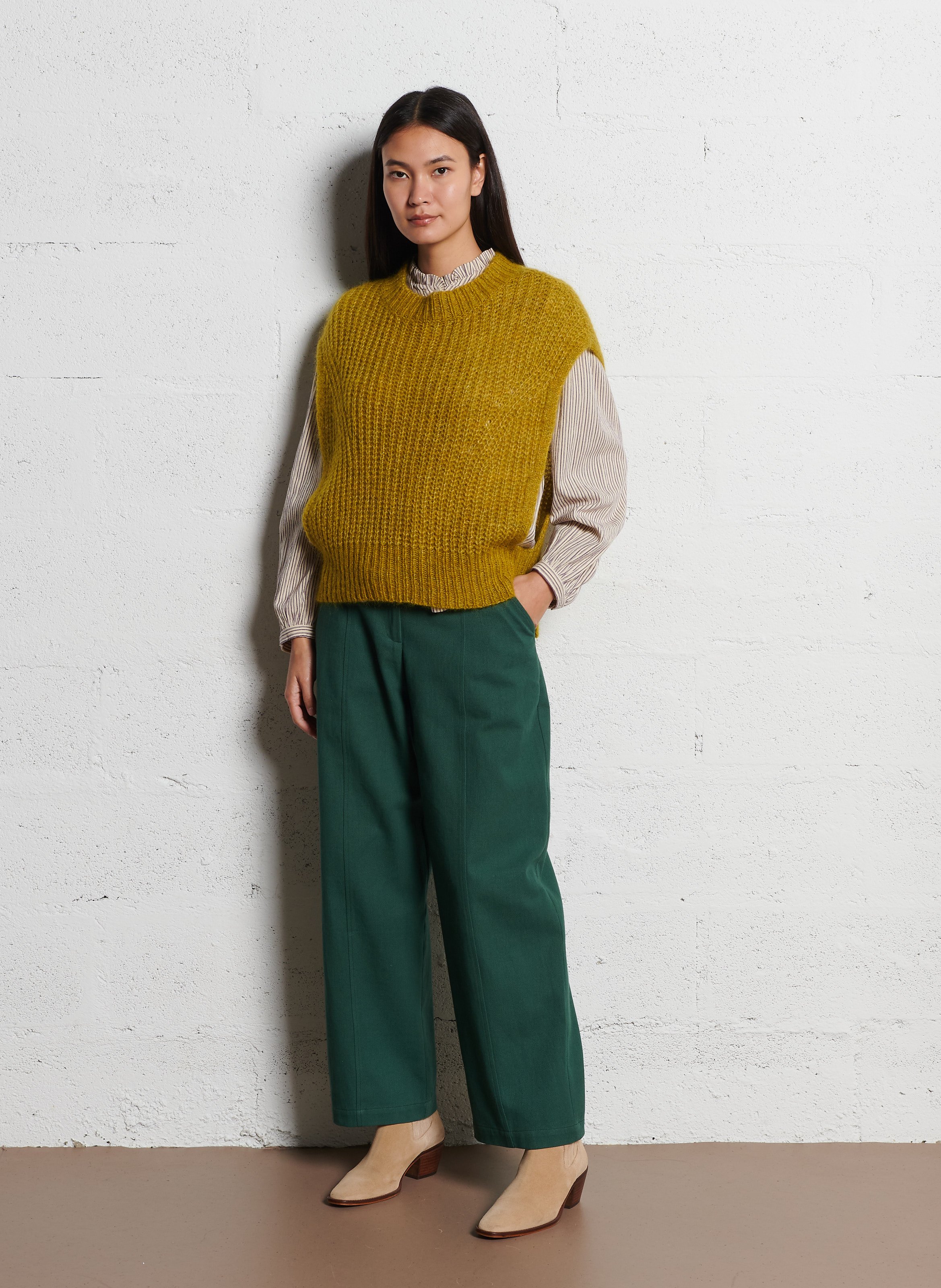 Pull sans manches en maille tricotée LOUISE MISHA Vert