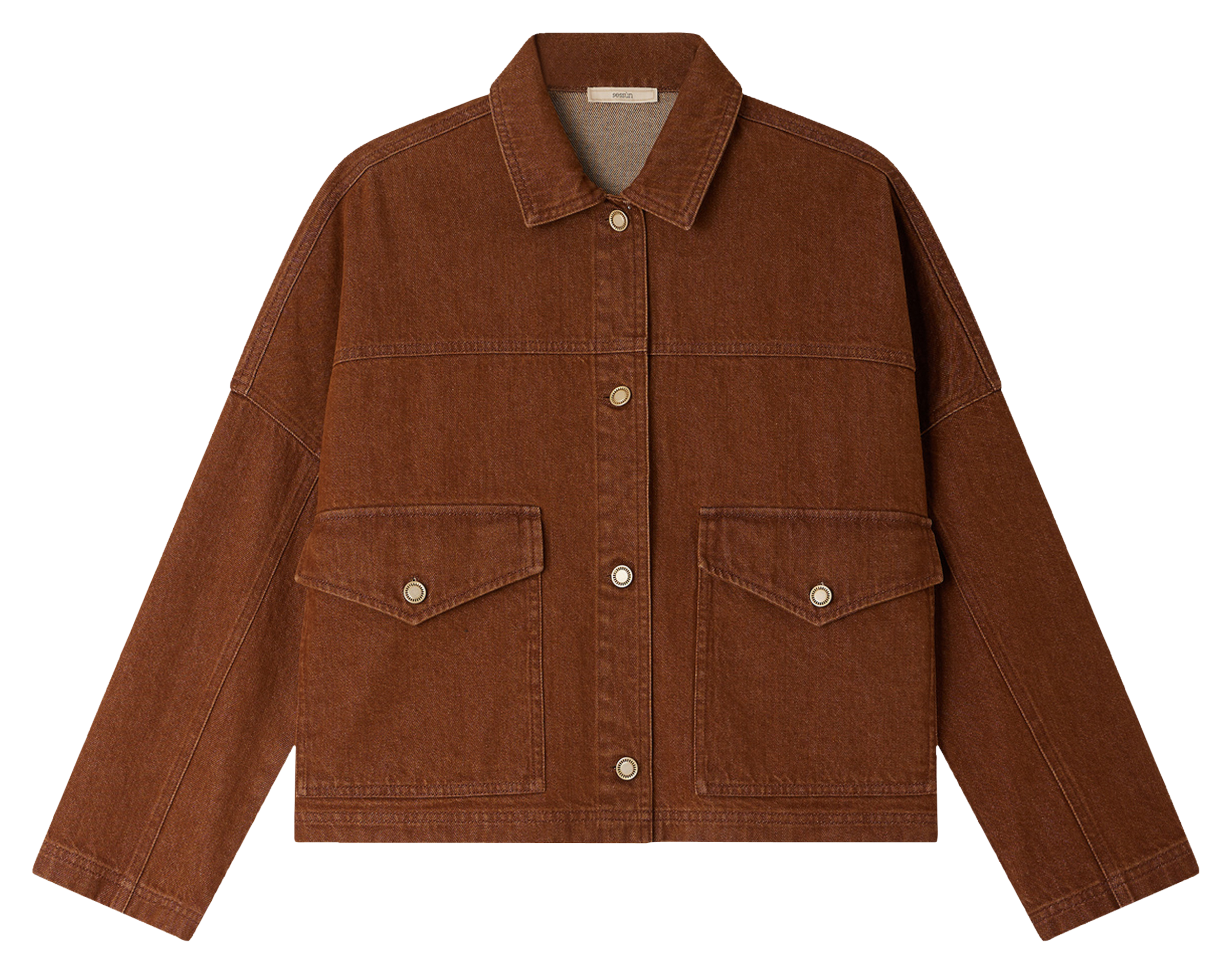Surchemise ample unie en coton SESSUN Marron