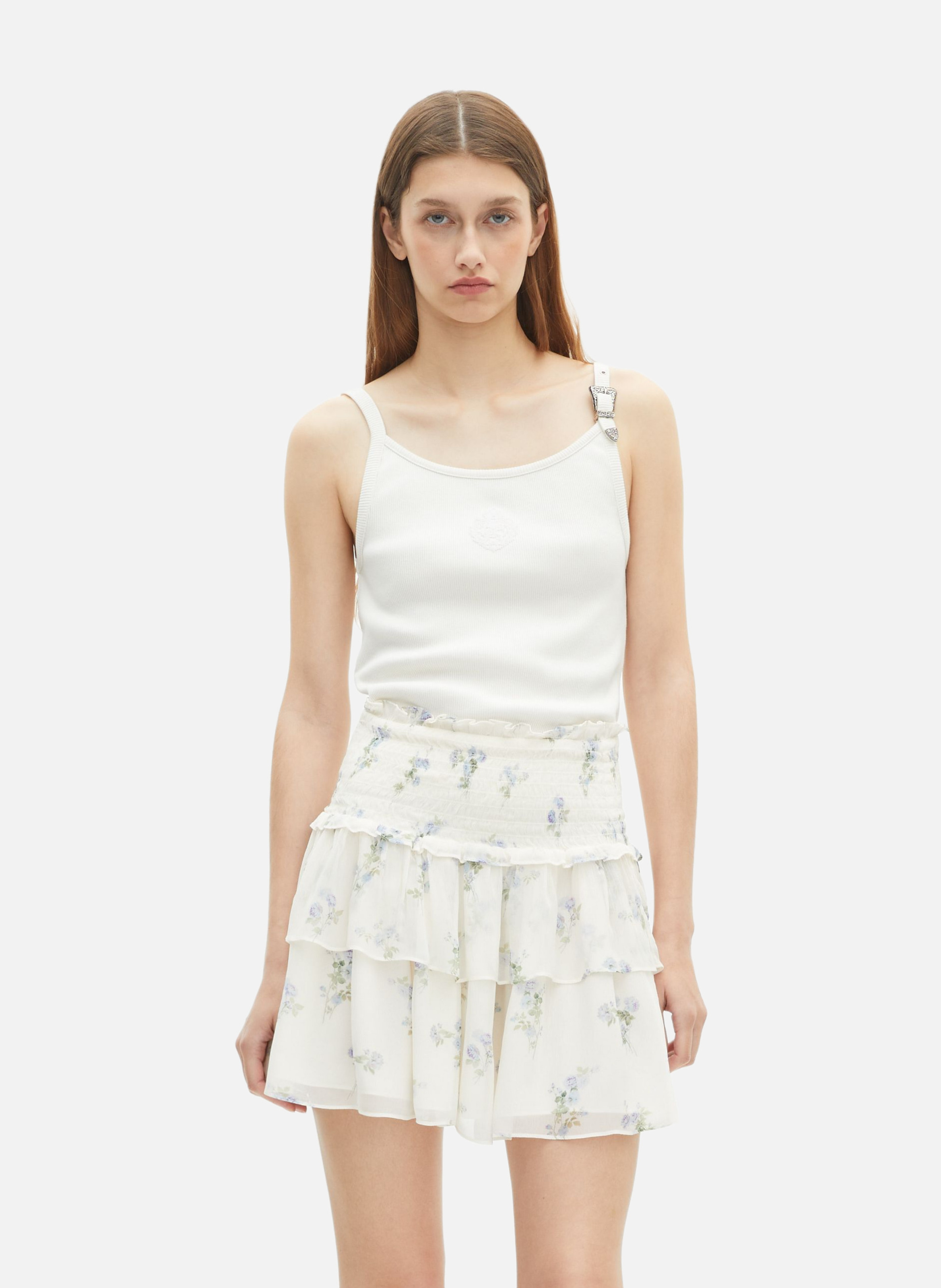 Short flounced floral print skirt THE KOOPLES White