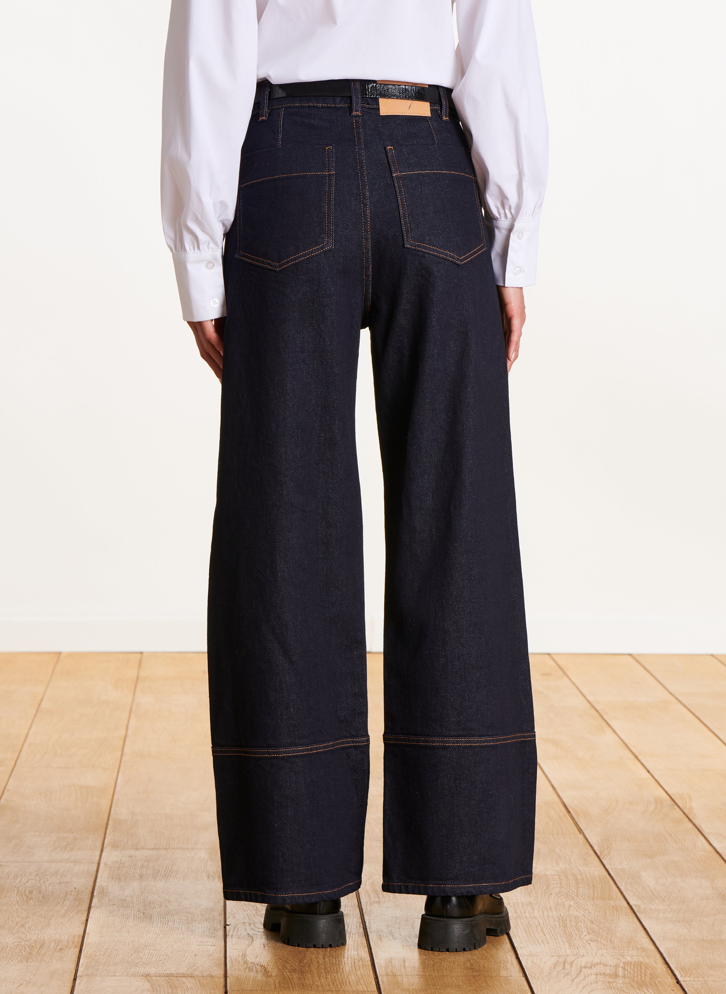 Raw wide-leg jeans with cuffs LA FEE MARABOUTEE Blue