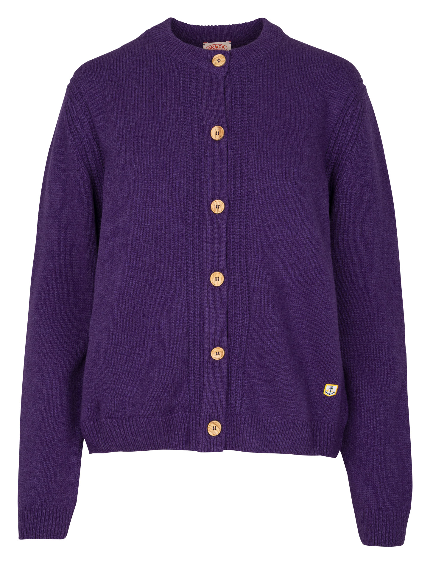 Gilet droit col rond en laine mélangée ARMOR LUX Bleu