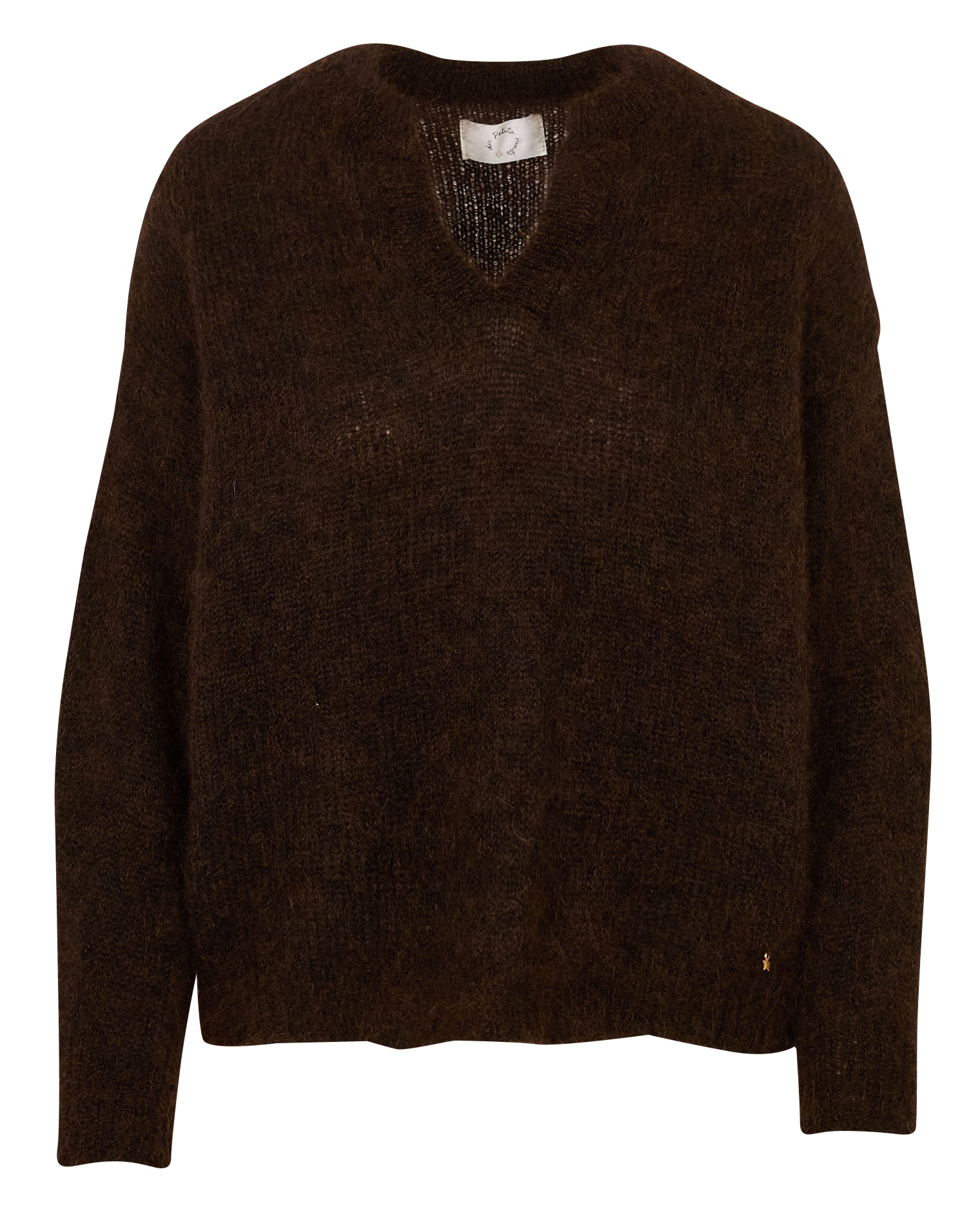 Oversized turtleneck sweater in mixed wool DES PETITS HAUTS Brown