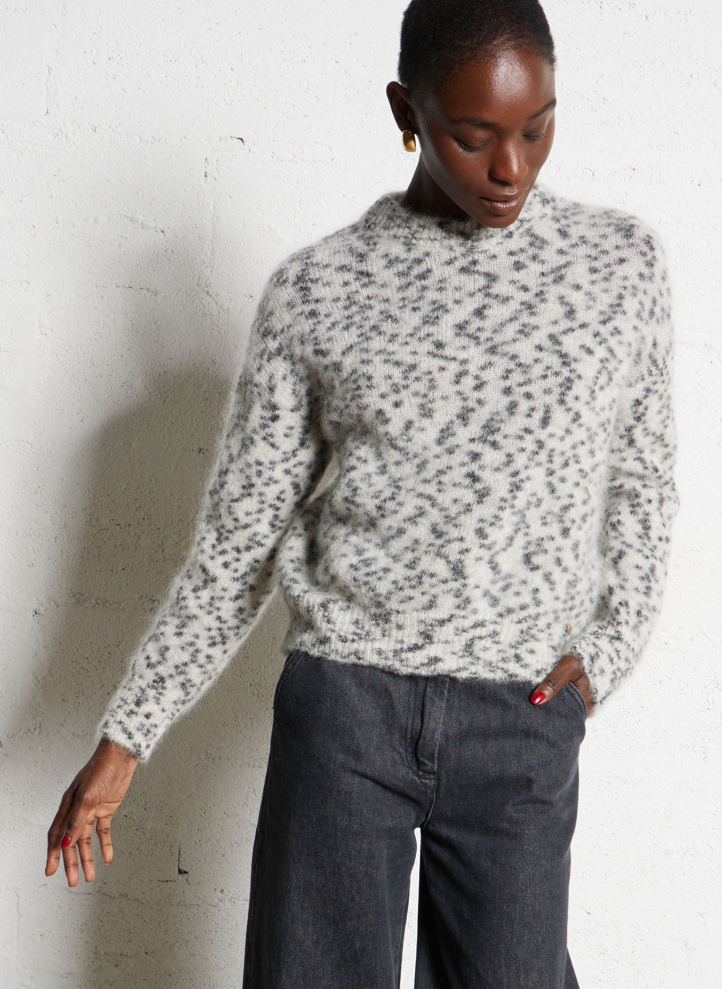 Blended wool oversize sweater DES PETITS HAUTS White