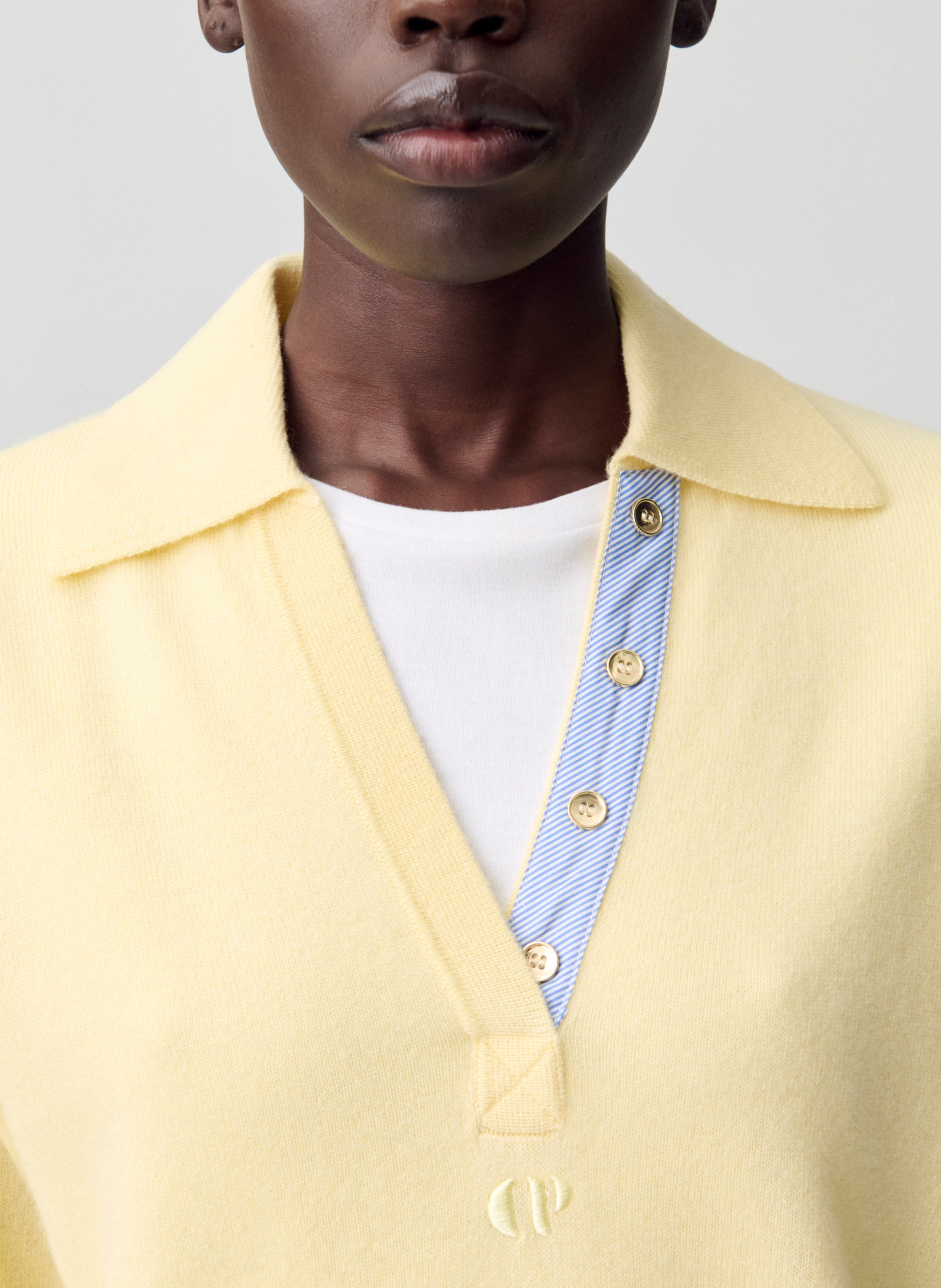 Straight wool blend polo CLAUDIE PIERLOT Yellow