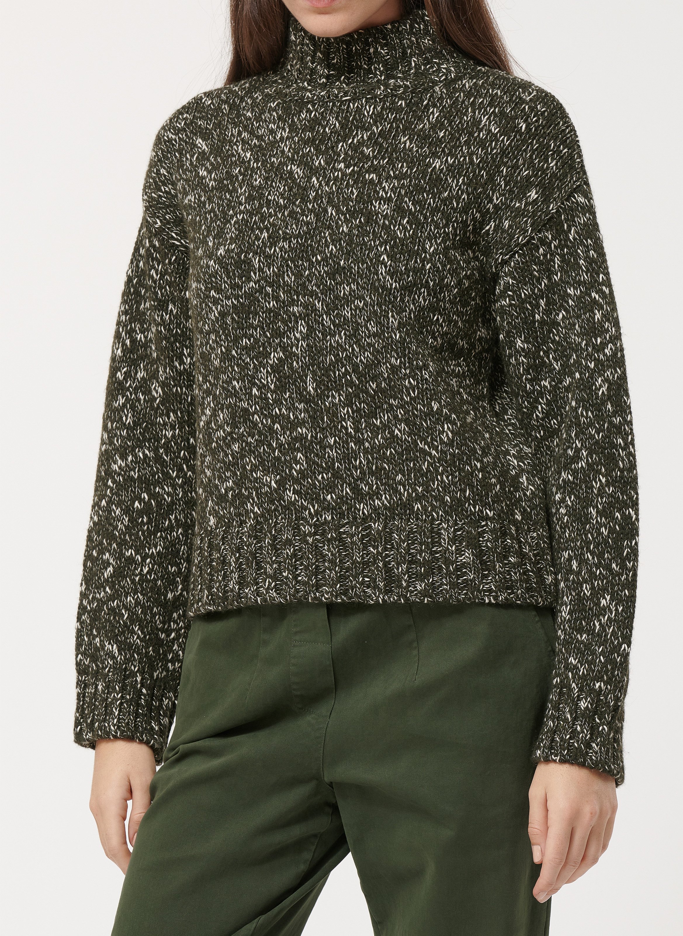 Pull col montant en maille chinée HUMILITY Vert