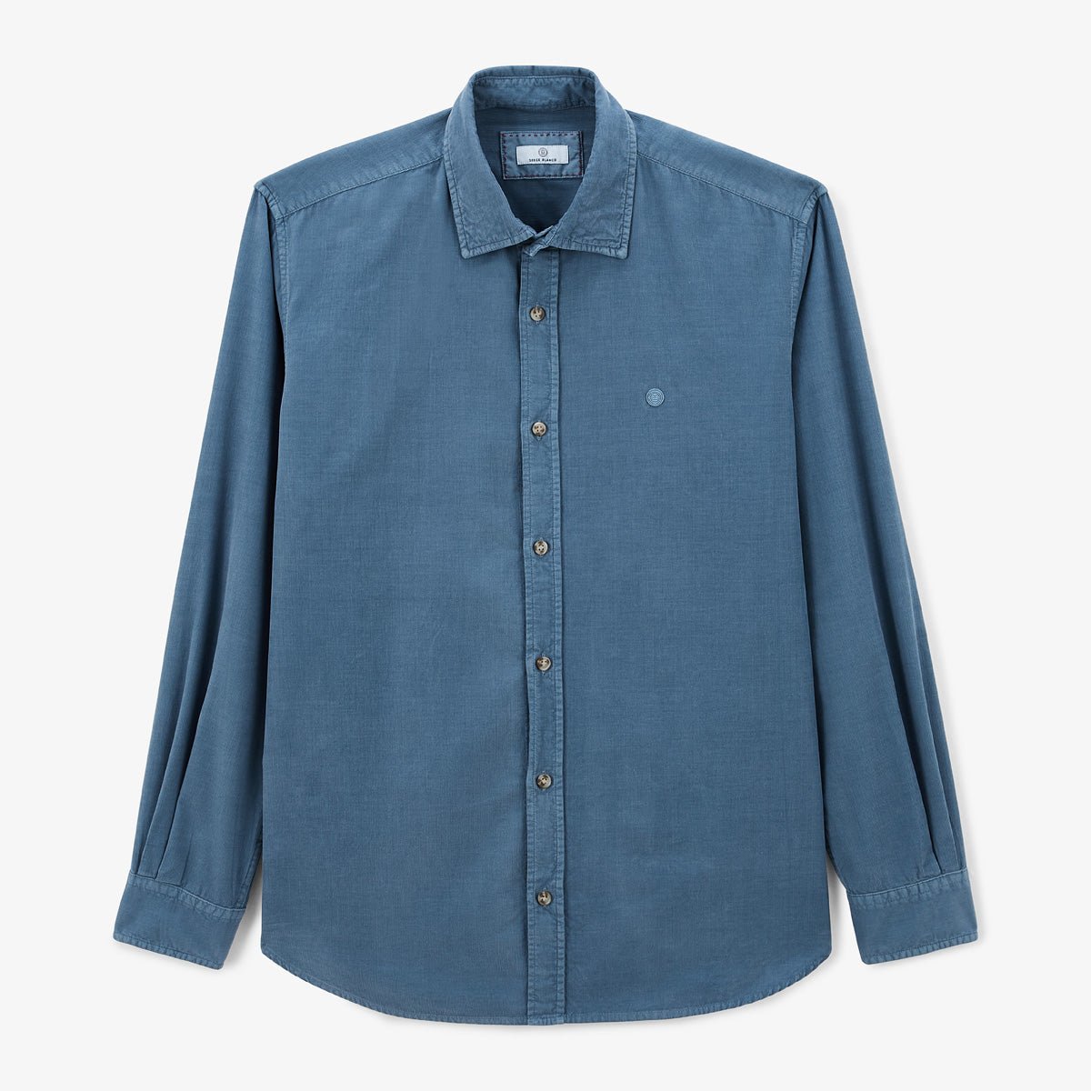 Solid velvet long-sleeve shirt SERGE BLANCO Blue