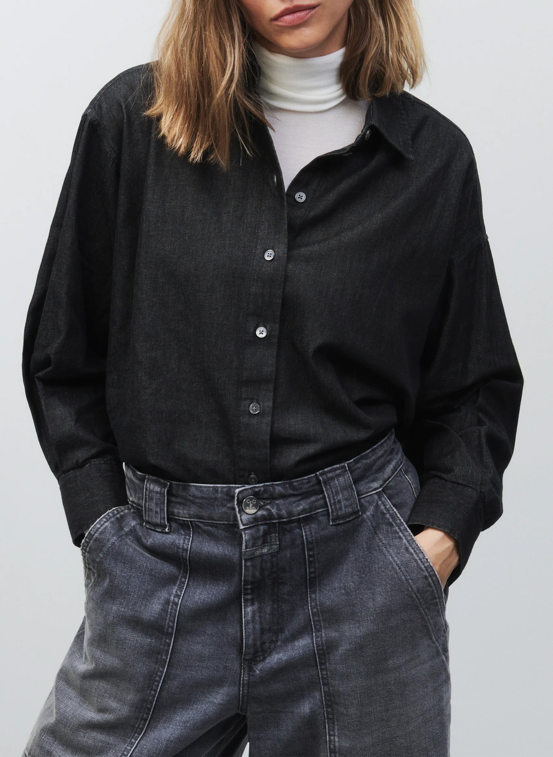 Chemise oversize col classique en coton CLOSED Gris