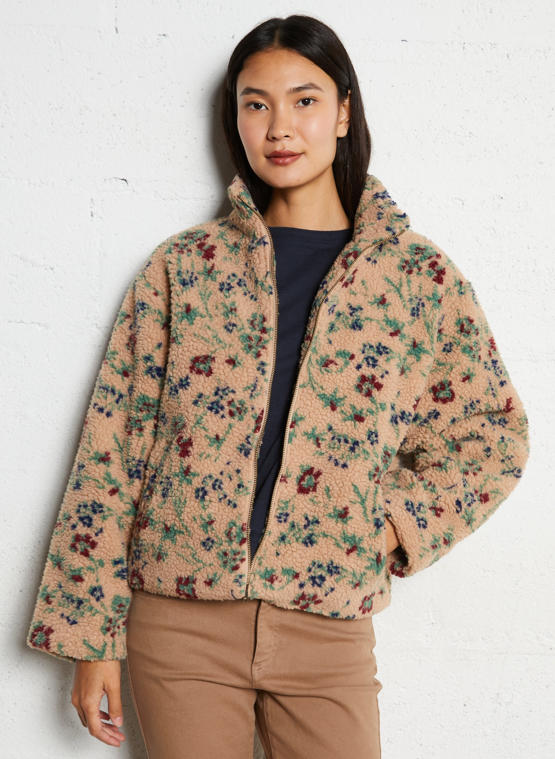 High-neck sherpa jacket HOD PARIS Beige