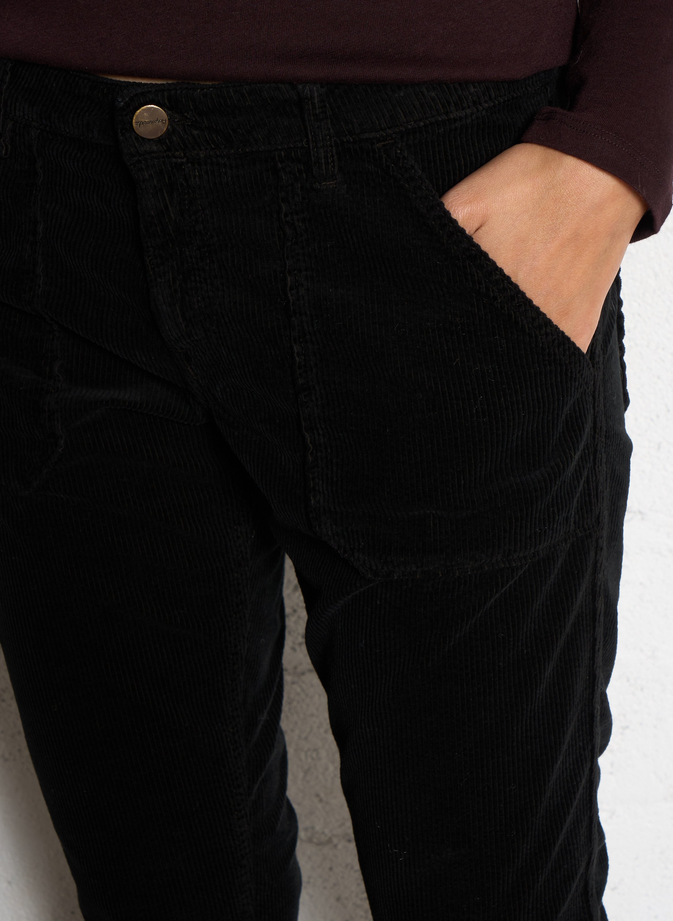 Rechte ribbroek ACQUAVERDE Zwart