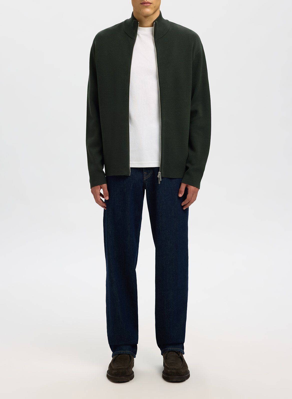 Gilet droit col montant  SELECTED Vert