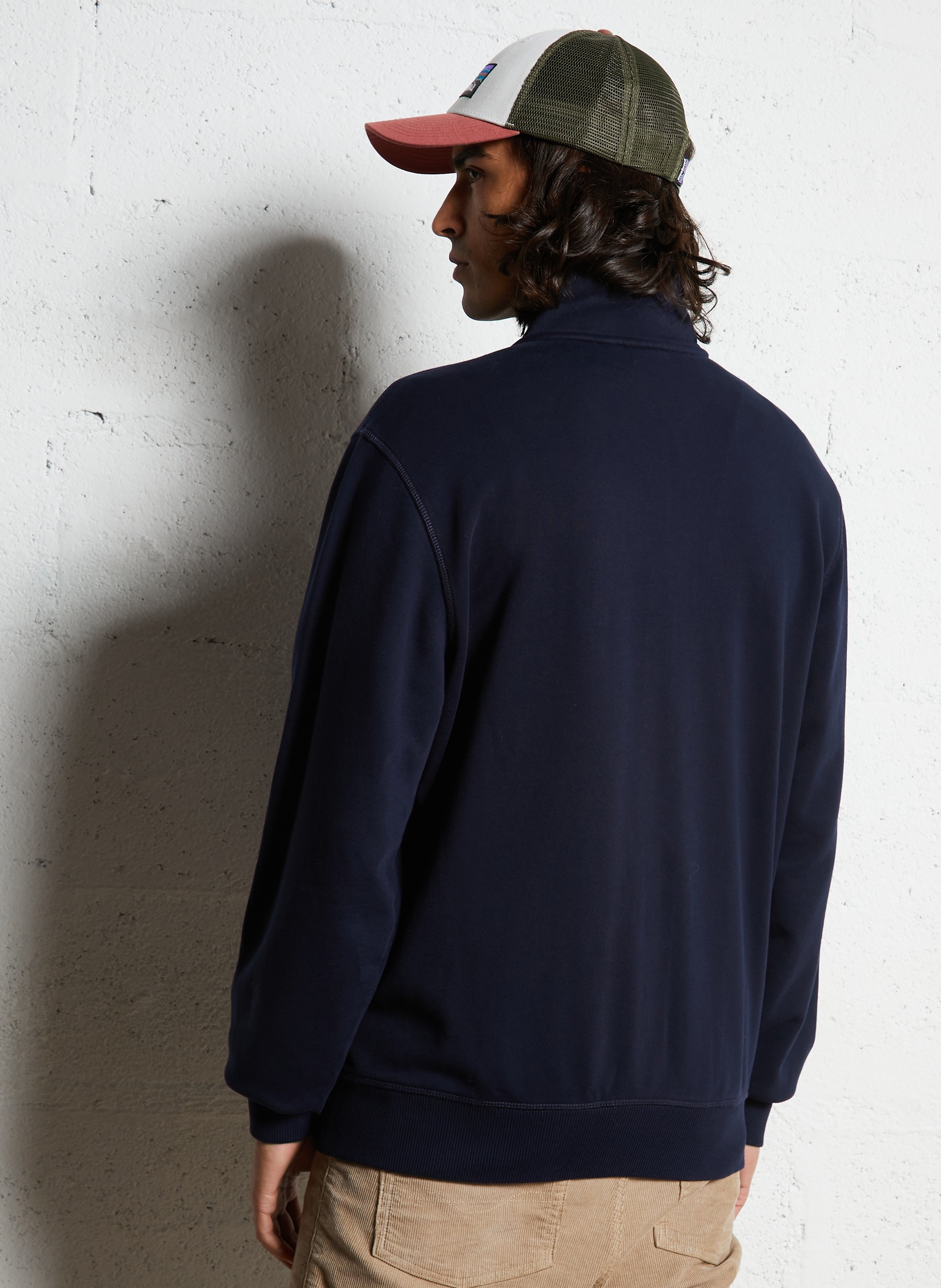 Gilet droit col montant en coton NAPAPIJRI Bleu