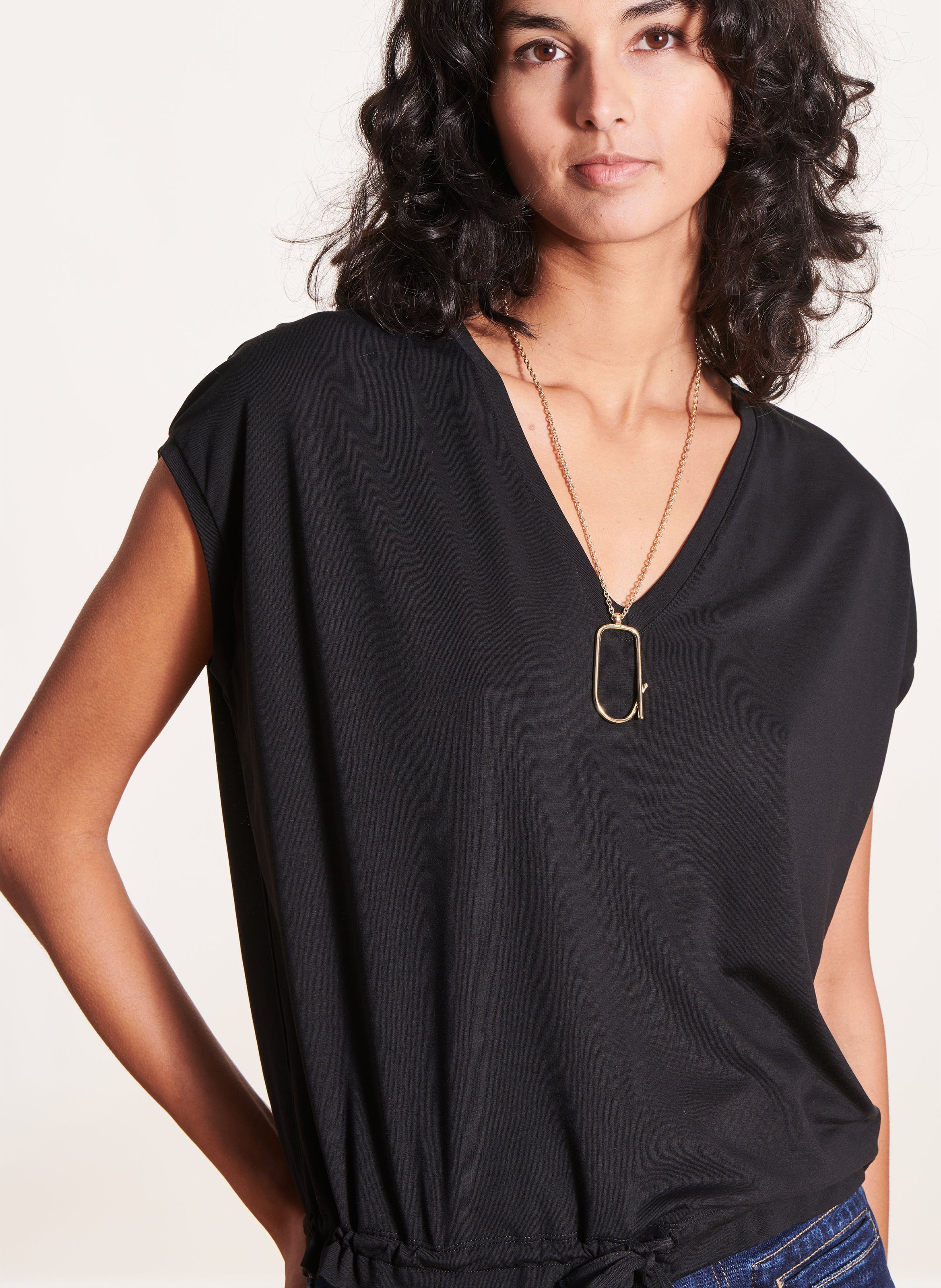 Tee-shirt fluide en coton mélangé  LA FEE MARABOUTEE Noir