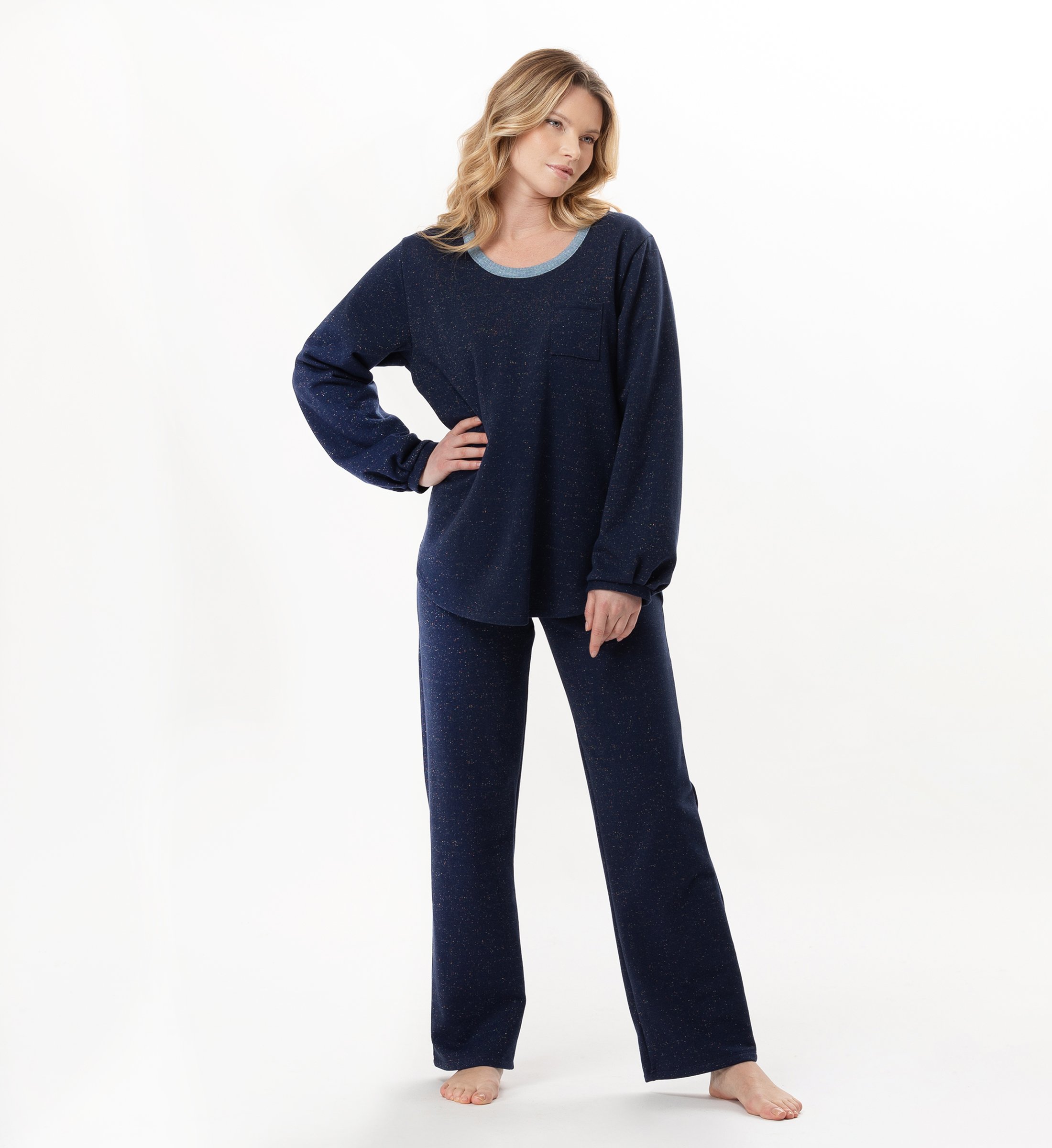 Lurex fleece homewear set LE CHAT Blue
